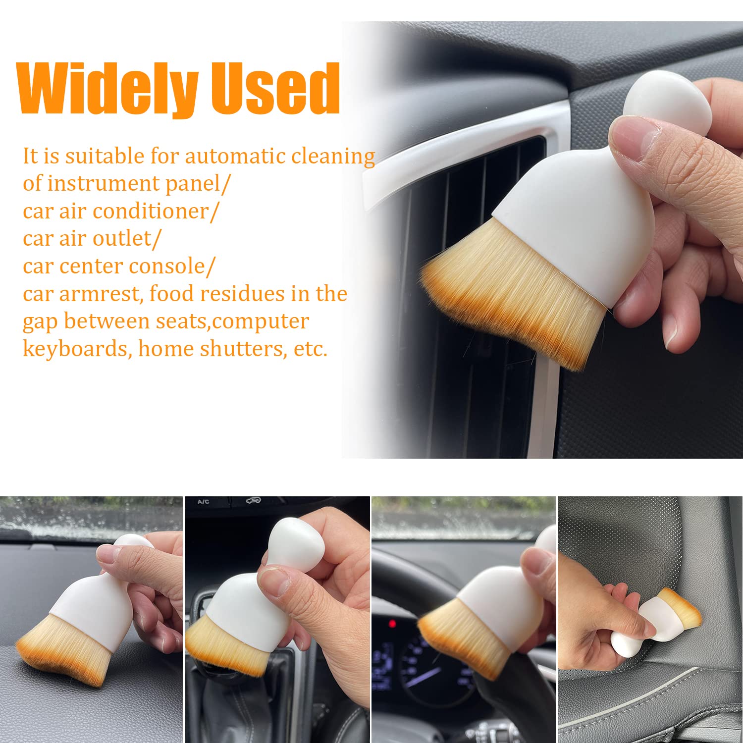 Premium Car Detailing Brush Kit - Soft Bristle Interior Cleaning Brush for Cars, Home, Office & Keyboard - Universal Multi-Purpose Cleaning Tool with White Handle (1PC) - Perfect for Detailing Vehicles, Dusting Electronics & Household Cleaning