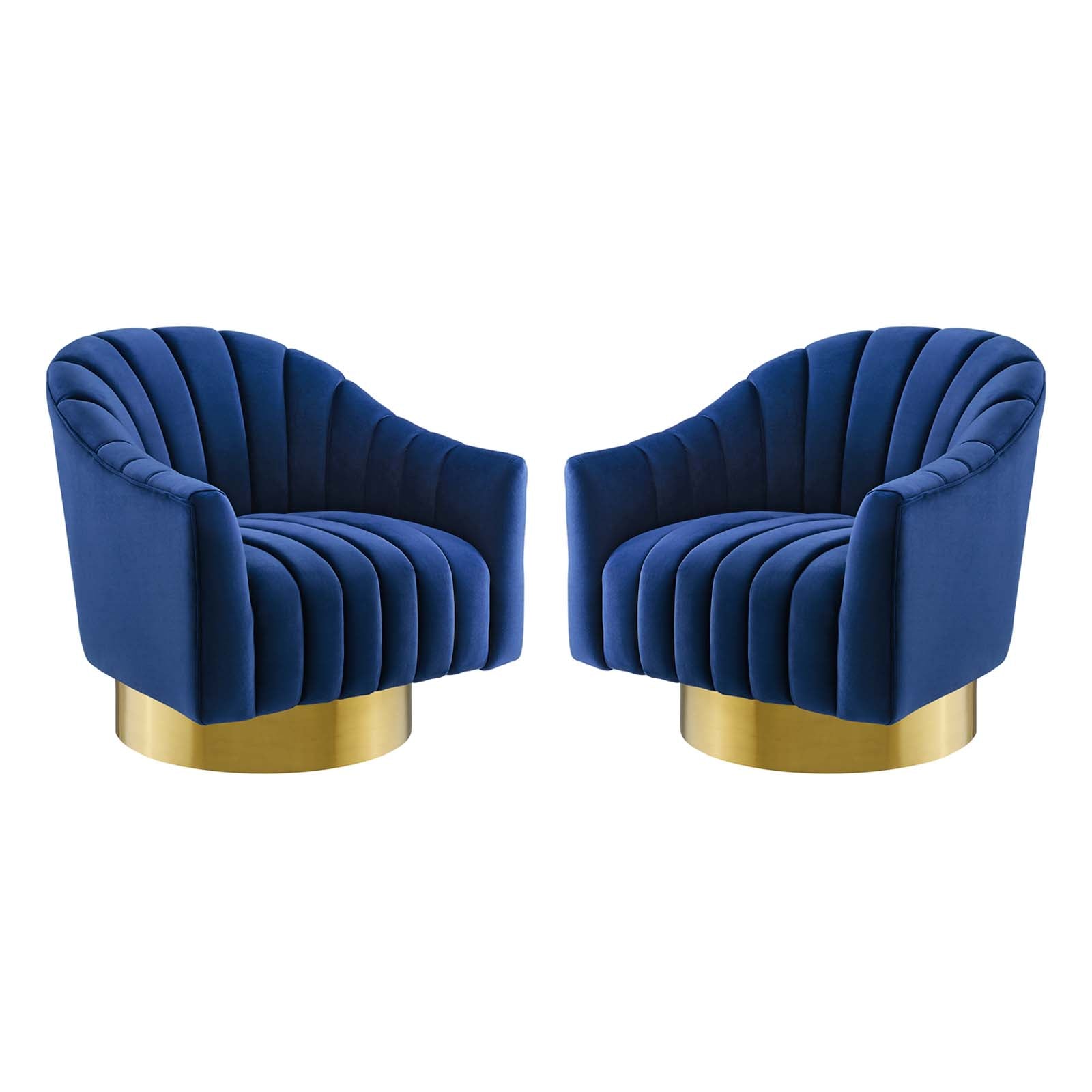Buoyant Swivel Chair Set of 2 - Performance Velvet Upholstery, 360-Degree Rotation, Modern Accent Chairs for Living Room, Bedroom or Office