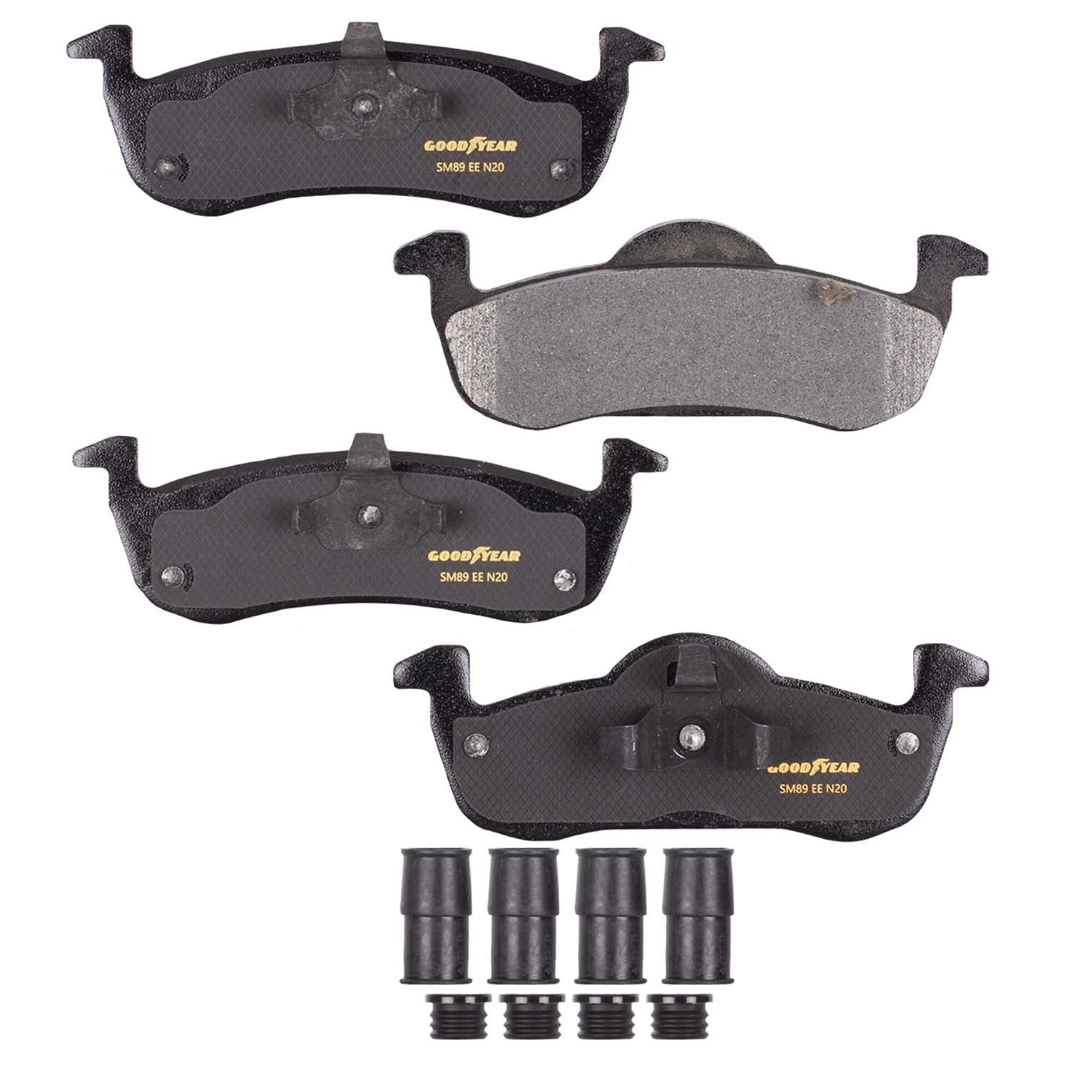 Goodyear Anti-Ox Polished Rear Brake Kits with Carbon-Ceramic Pads - PRK80862R - Compatible with Ford, Chevy, Dodge & More | High-Performance Braking for Trucks, SUVs & Off-Road Vehicles