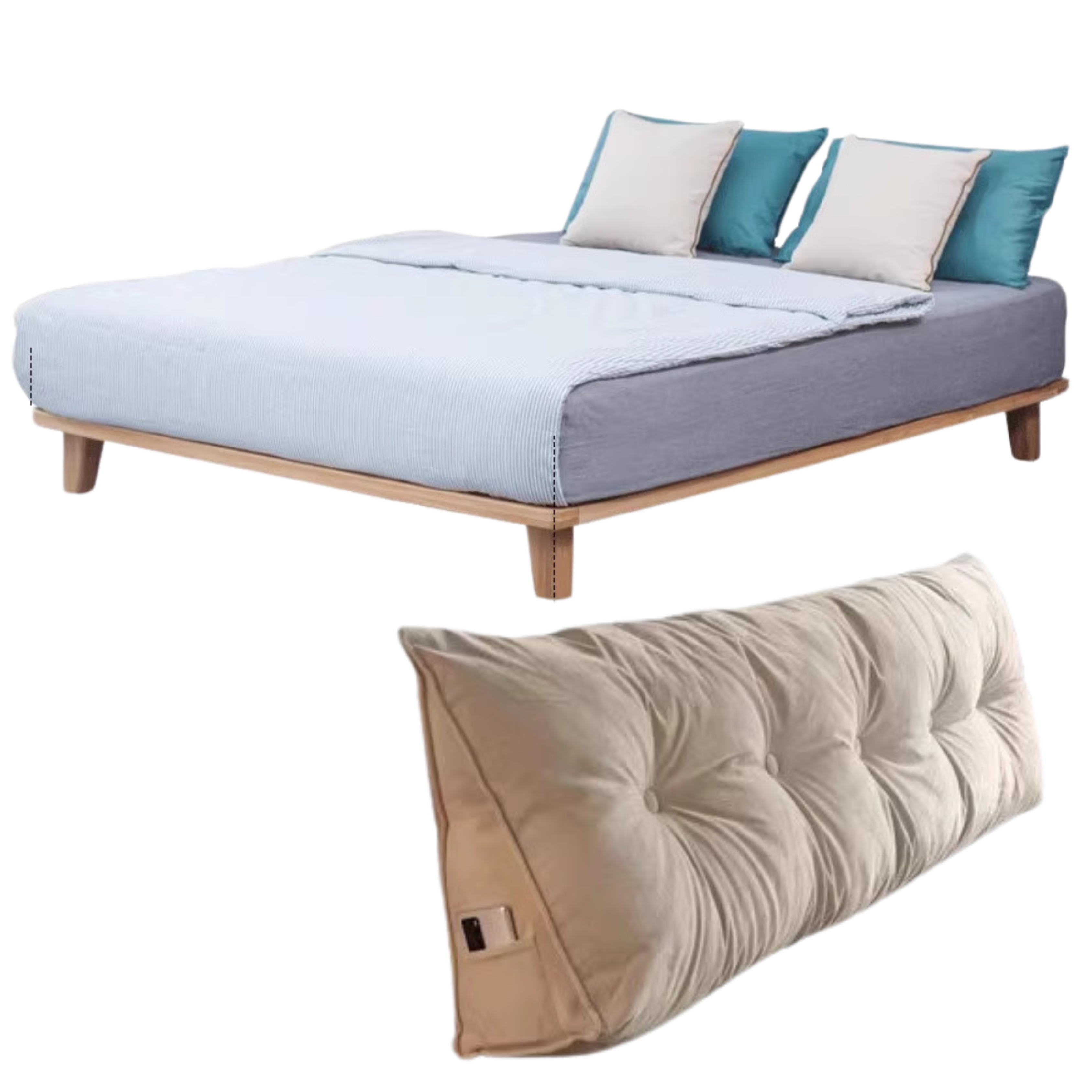 Solid Oak Wood Platform Bed Frame - No Headboard - Queen Size - Modern Minimalist Bedroom Furniture for Small Spaces & Apartments