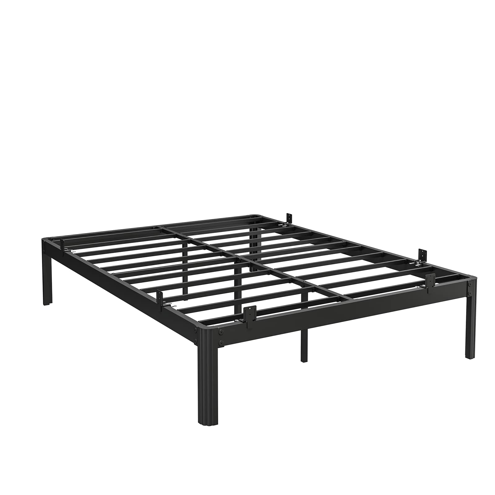 4500Lbs Heavy Duty King Size Metal Bed Frame with Underbed Storage - 14 Inch Black Platform Bed Foundation, 6 Non-Slip Mattress Pads Included - No Box Spring Needed | Sturdy Support for Master Bedroom, Guest Room & Dorm Use