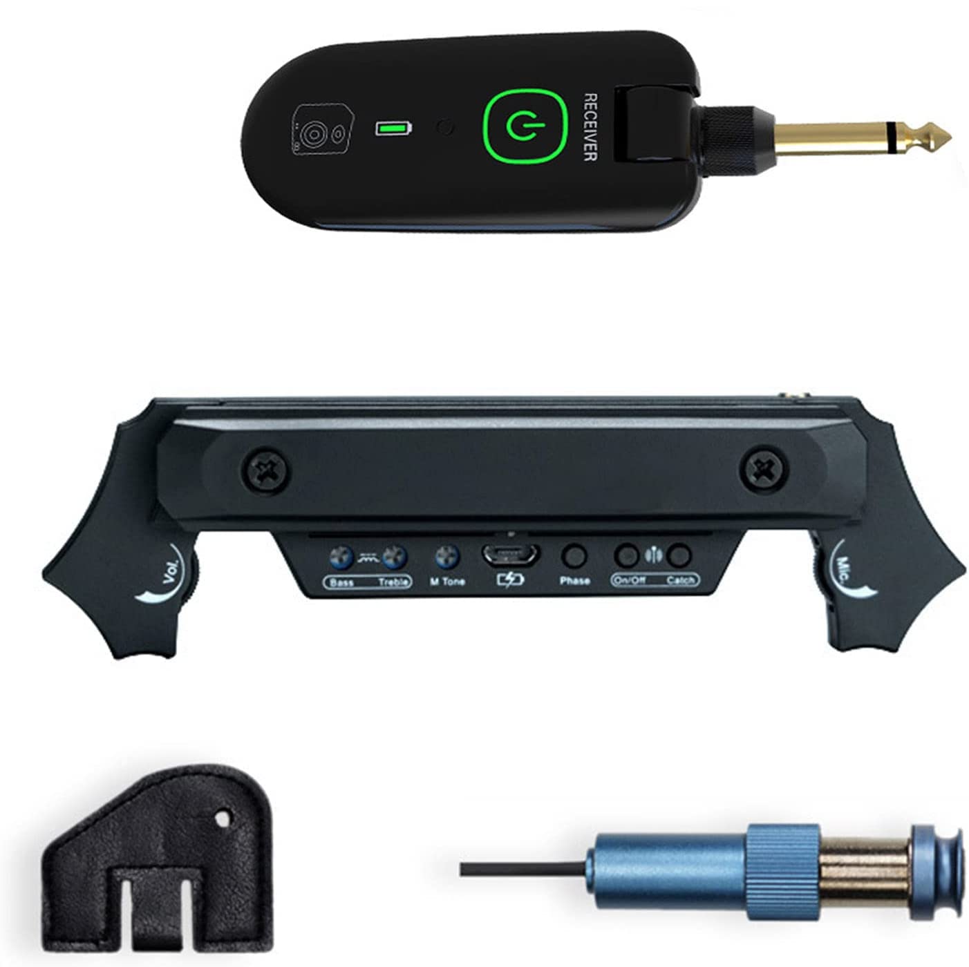 Baile Wireless & Wired Acoustic Guitar Pickup System - 80mm-120mm Sound Hole Magnetic Pickup with Microphone for Guitar Amp - Perfect for Live Performances, Studio Recording & Busking