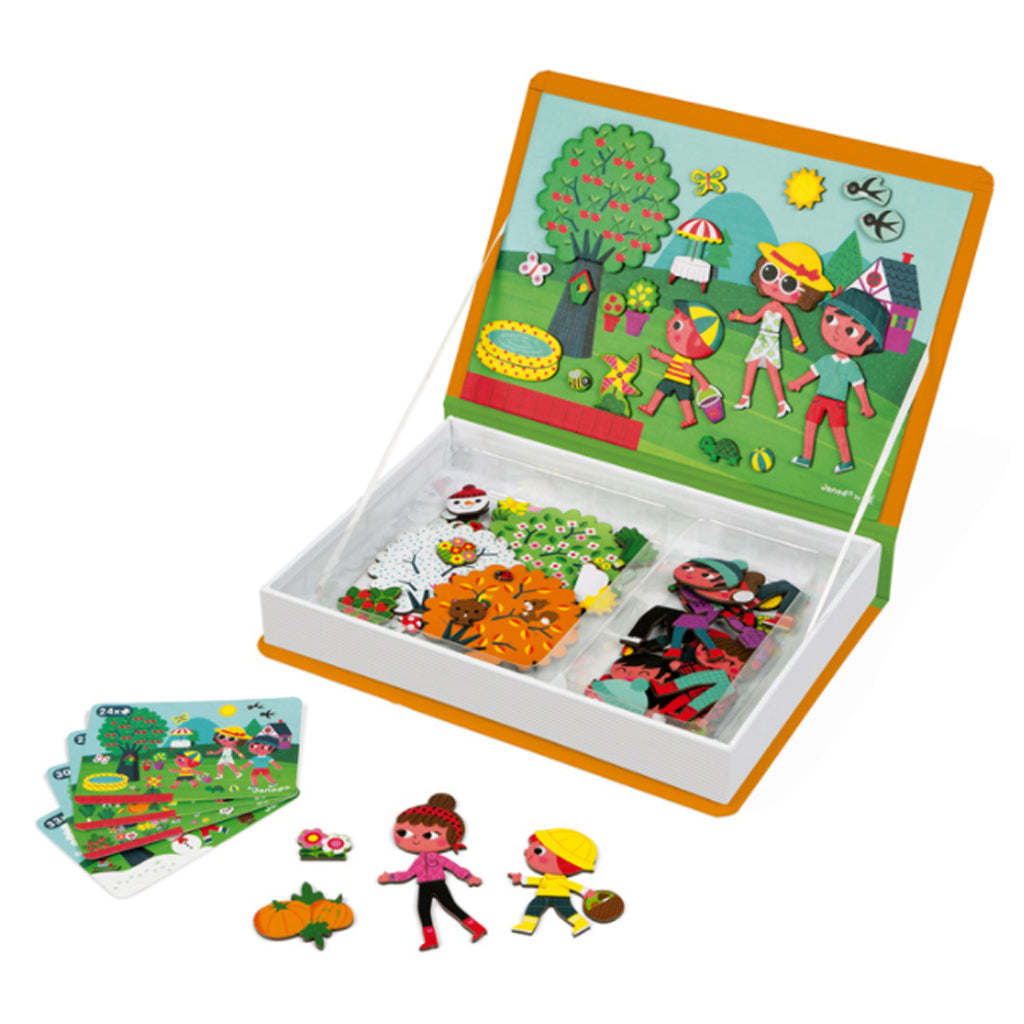 Janod Magnetibook 4 Seasons - Magnetic Educational Toy for Kids, Learning Seasons & Weather - Perfect for Classroom, Homeschool & Travel Activities