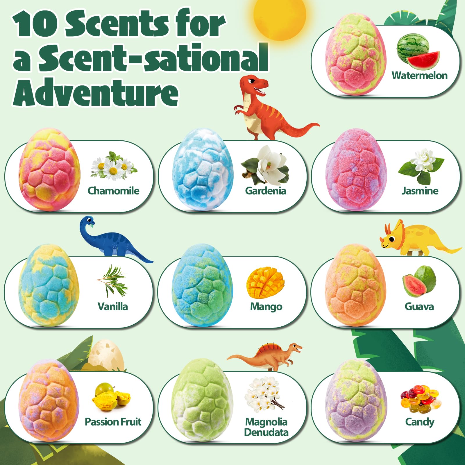20 Pack Easter Dinosaur Bath Bombs for Kids - Natural Dino Egg Bath Fizzies with Surprise Carnivorous & Herbivorous Dinosaur Toys Inside | Fun Bath Time Gifts for Boys, Girls & Toddlers | Perfect for Easter Gifts, Birthday Presents & Sensory Play