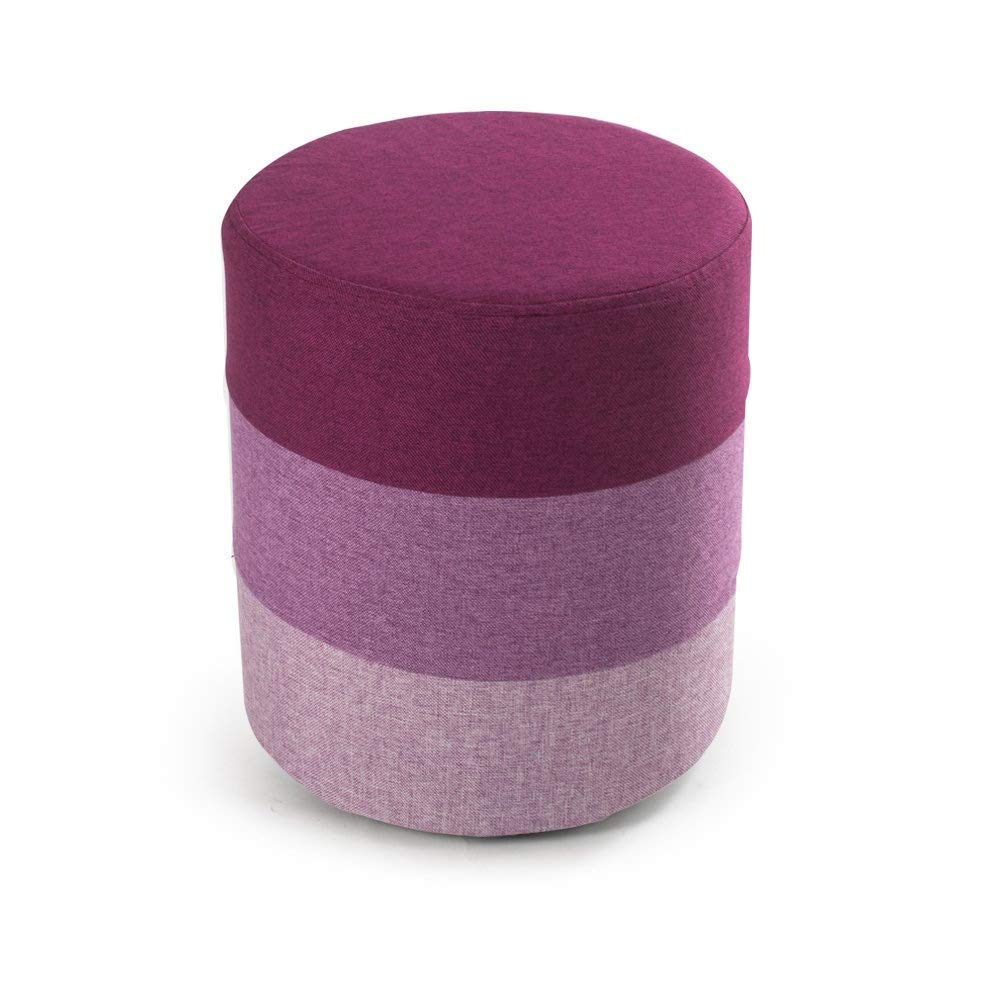 Stylish Small Cylindrical Footstool - Multifunctional Cloth Ottoman, Shoe Changing Stool & Round Wooden Bench for Living Room, Bedroom, Nursery - Perfect Accent Furniture (Color: E)
