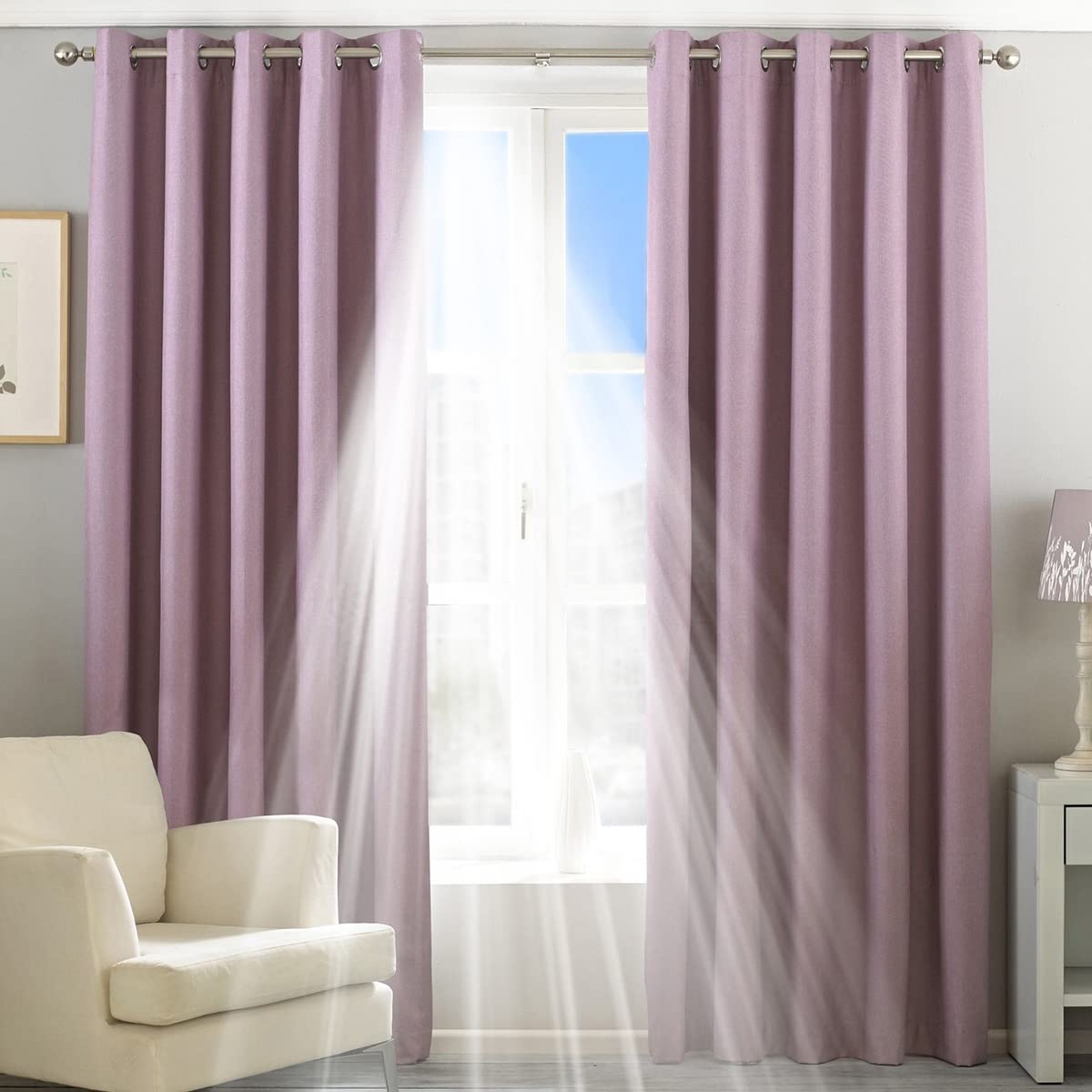 Blackout Curtains 90x54 Inches - Eclipse Light Blocking Thermal Insulated Eyelet Drapes for Bedroom & Living Room (Mauve, 229x137cm) - Perfect for Home Theater, Nursery & Shift Workers
