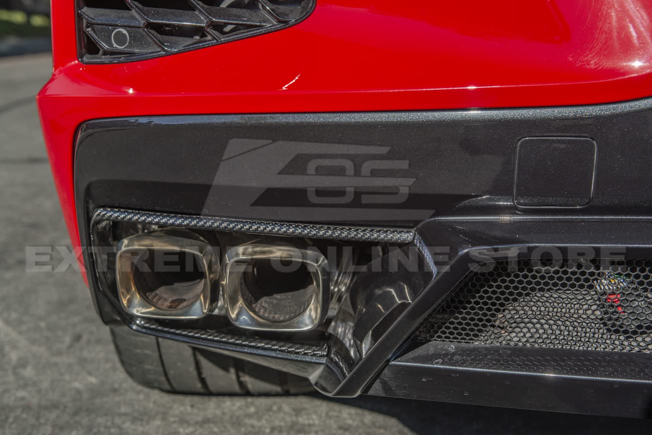 2020-2023 Chevrolet Corvette C8 Carbon Fiber Rear Diffuser Exhaust Bezel Pair - GM OEM Style Replacement - Perfect for Performance Upgrades & Car Shows