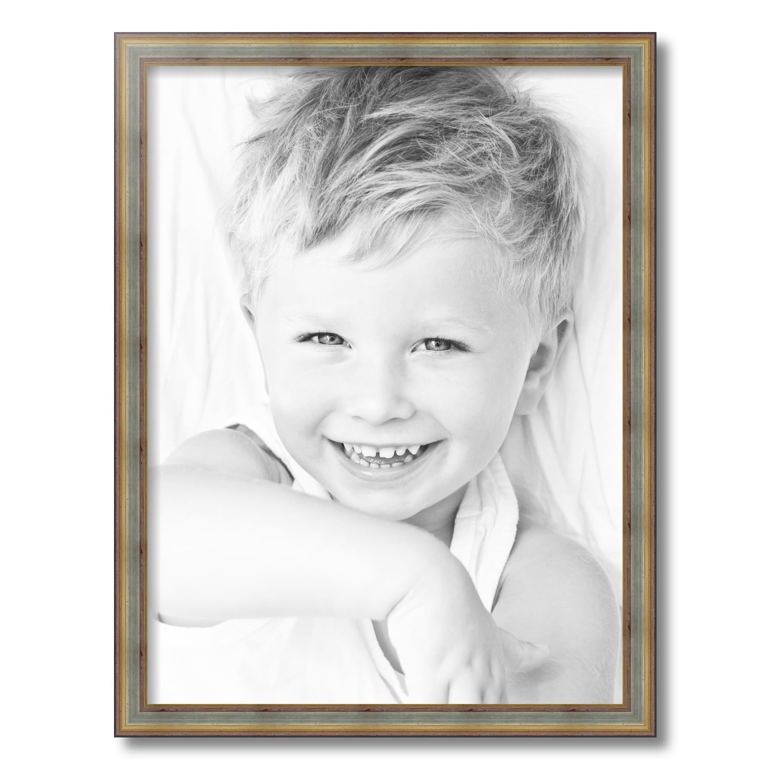 ArtToFrames 18x24 Inch Silver Wood Picture Frame with Gold Accents - Premium Wall Decor for Photos, Artwork, and Posters - Perfect for Living Room, Bedroom, or Office Display