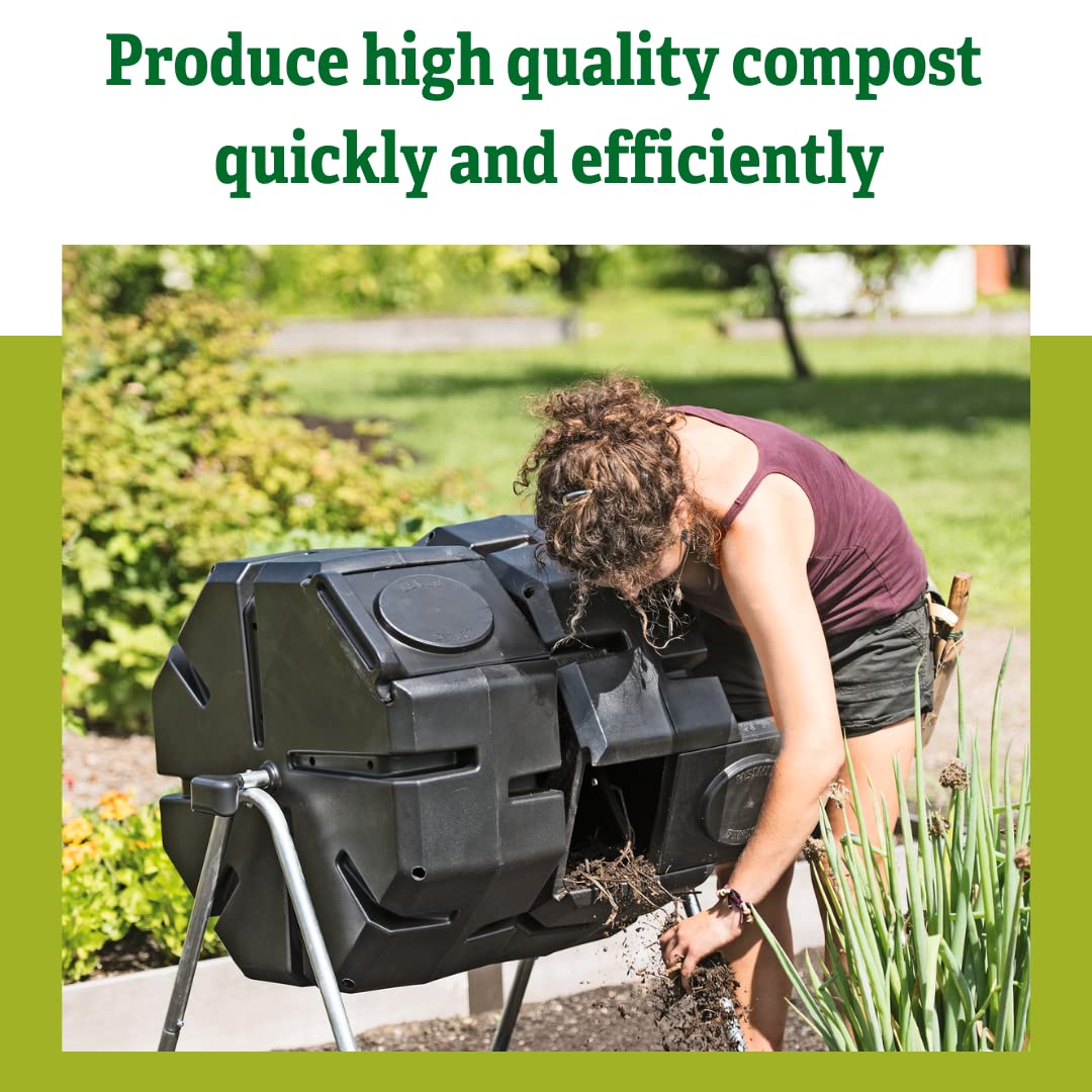 Dual Batch Compost Tumbler - Heavy Duty 100% Recycled Plastic Outdoor Composting Bin | 3 Cubic Ft Capacity for Kitchen Scraps & Yard Waste | Perfect for Organic Gardening & Sustainable Waste Management