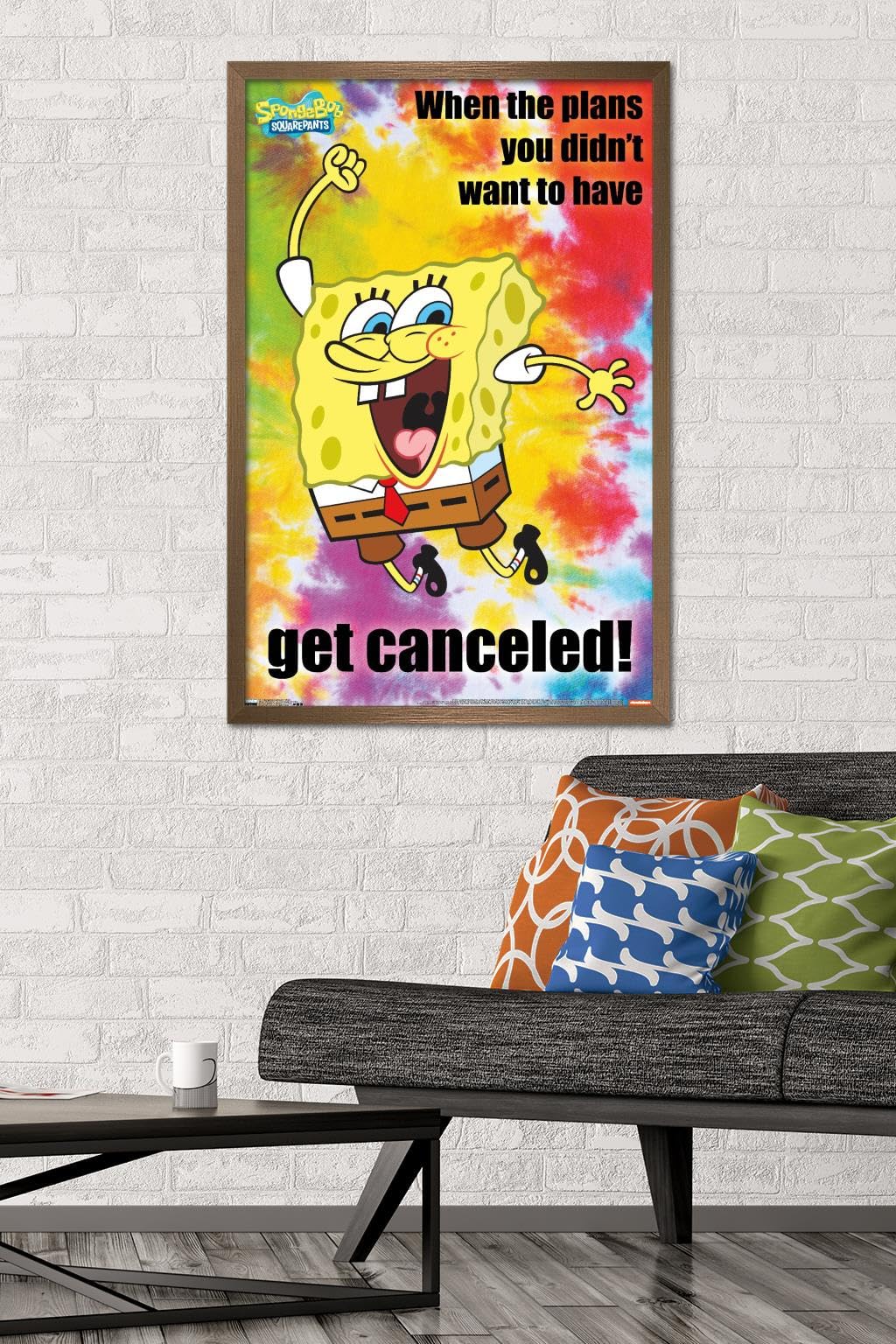 Trends International Nickelodeon SpongeBob SquarePants Meme Wall Poster - 22.375 x 34 Inches, Bronze Framed Art Print - Perfect for Kids' Room Decor, Game Room & Office Wall Art