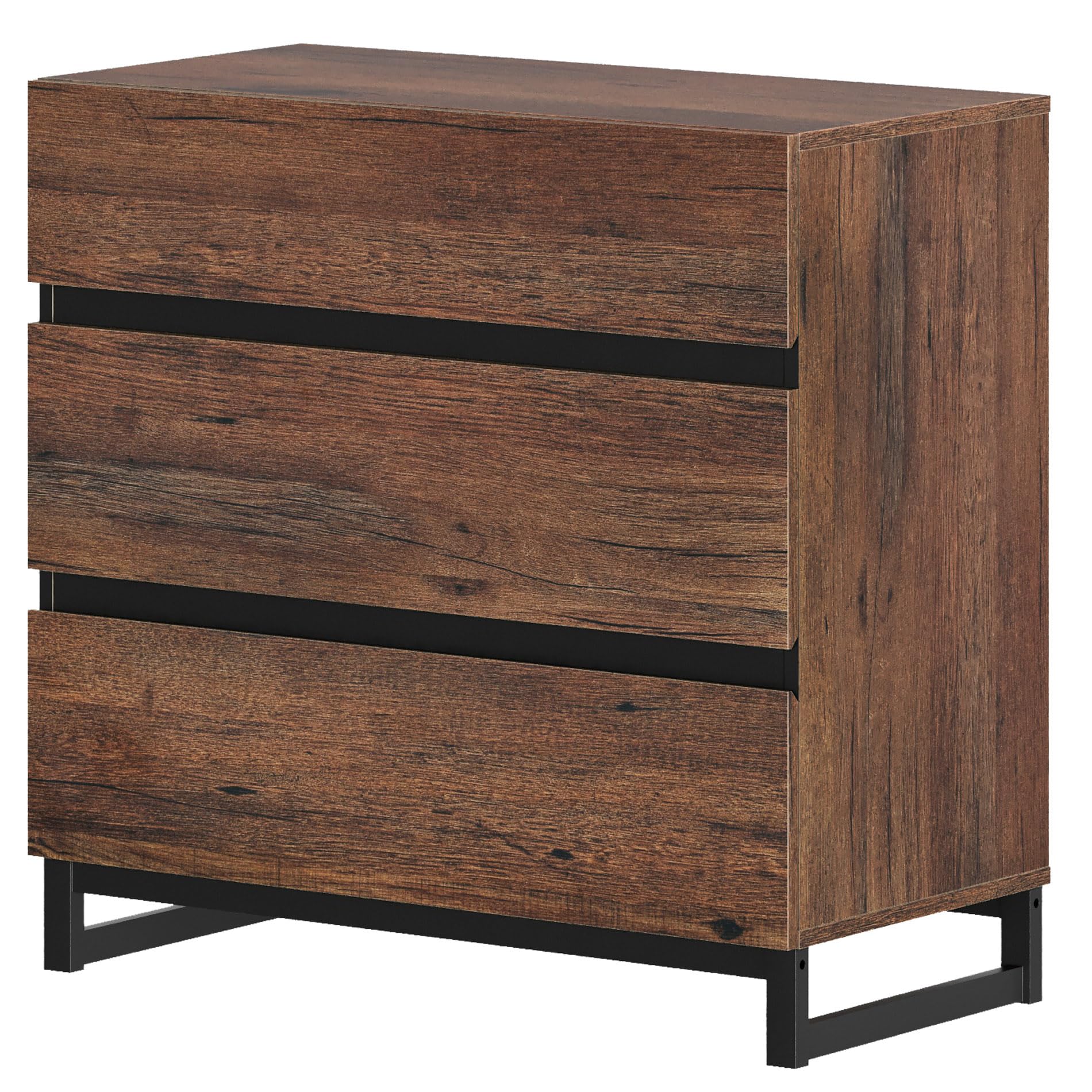 WAMPAT 42 Inch Modern TV Stand with 3 Drawers & Metal Base - Entertainment Center TV Console for Living Room & Bedroom - Brown Wood Media Cabinet for Flat Screen TVs - Perfect for Small Spaces & Apartment Decor