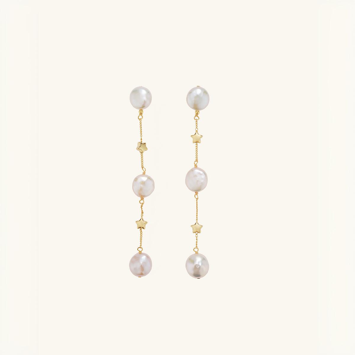 Elegant Star Freshwater Pearl Dangle Earrings for Women - Handmade Vintage Pearl Jewelry Gift for Birthday, Wedding, Party & Special Occasions