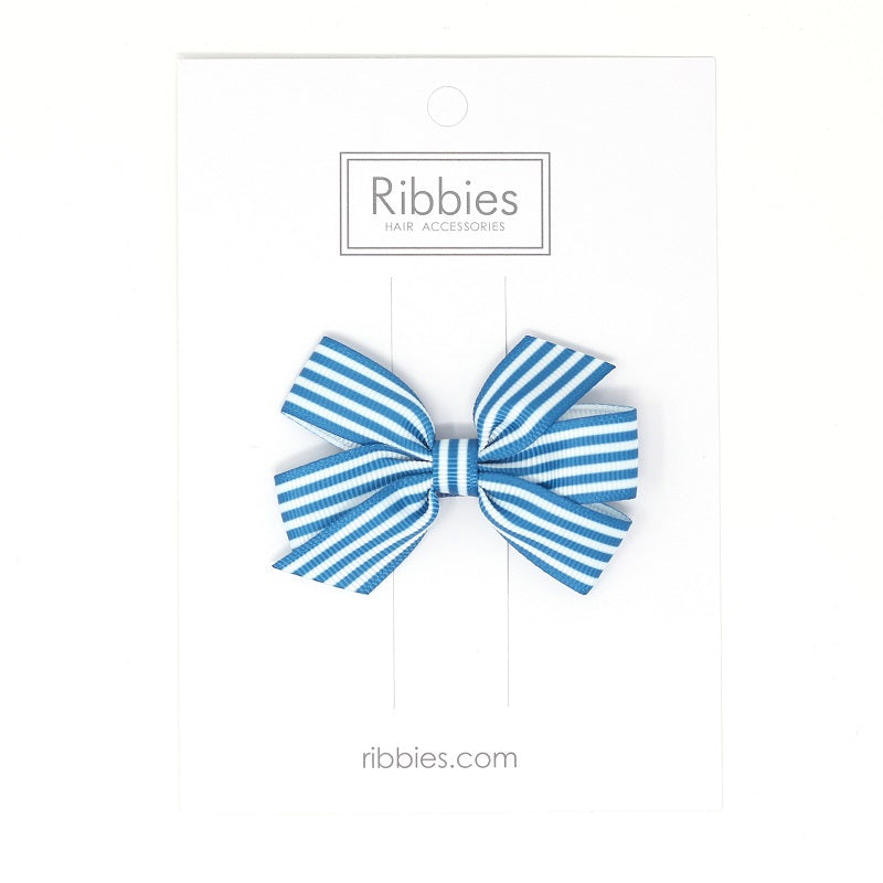 Turquoise Striped Pinwheel Bow Hair Accessory for Women & Girls - Perfect for Weddings, Parties & Everyday Fashion