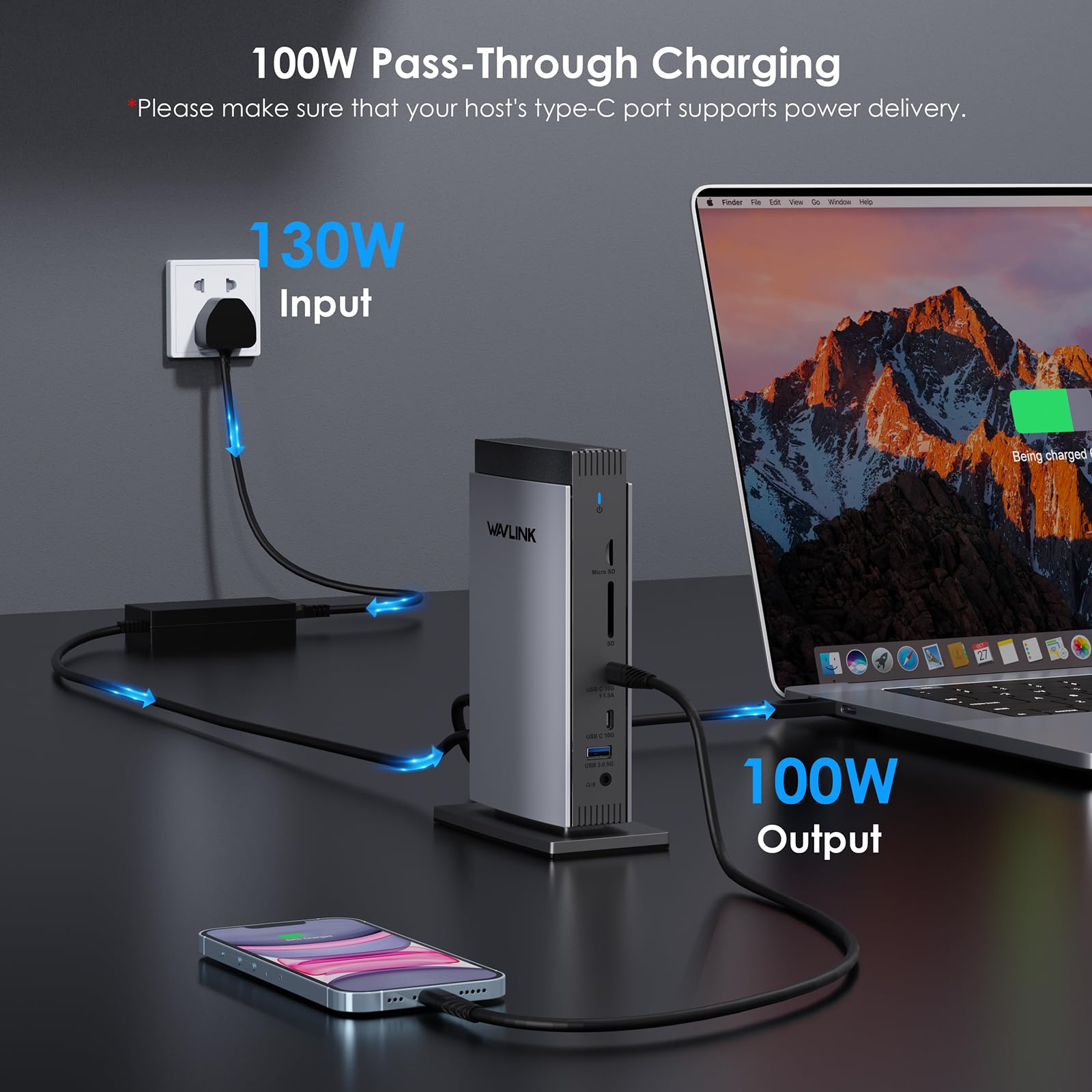 WAVLINK 15-in-1 USB C Docking Station with Triple 4K HDMI & Dual 2K DisplayPort - 100W PD Charging for MacBook M1/M2/M3 & Windows Laptops - 5 USB Ports, Ethernet, SD/TF Card Reader - Perfect for Home Office, Gaming & Multi-Monitor Workstations