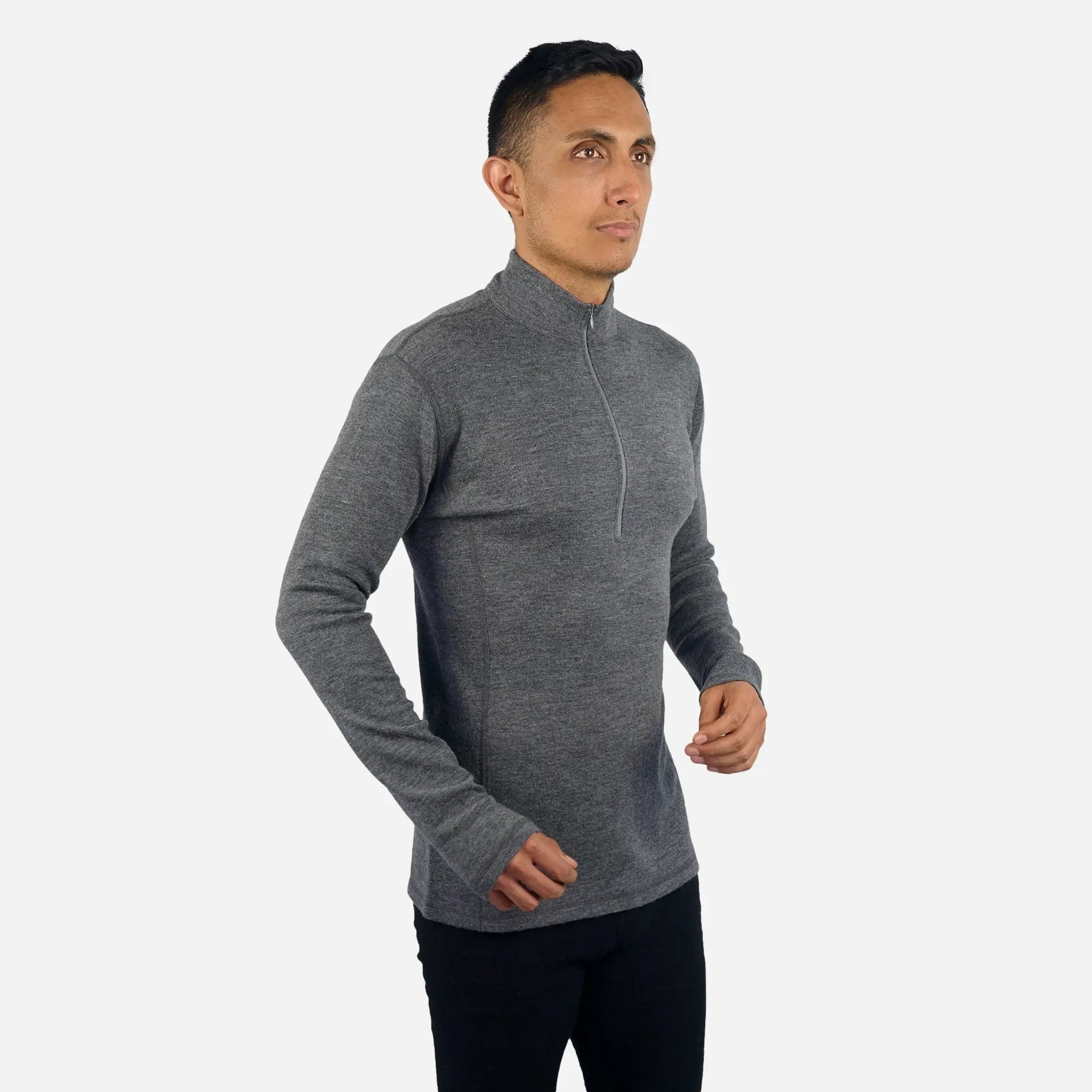 Men's Alpaca Wool Base Layer - 300 Lightweight Half Zip Thermal Shirt for Hiking, Skiing & Winter Outdoor Activities