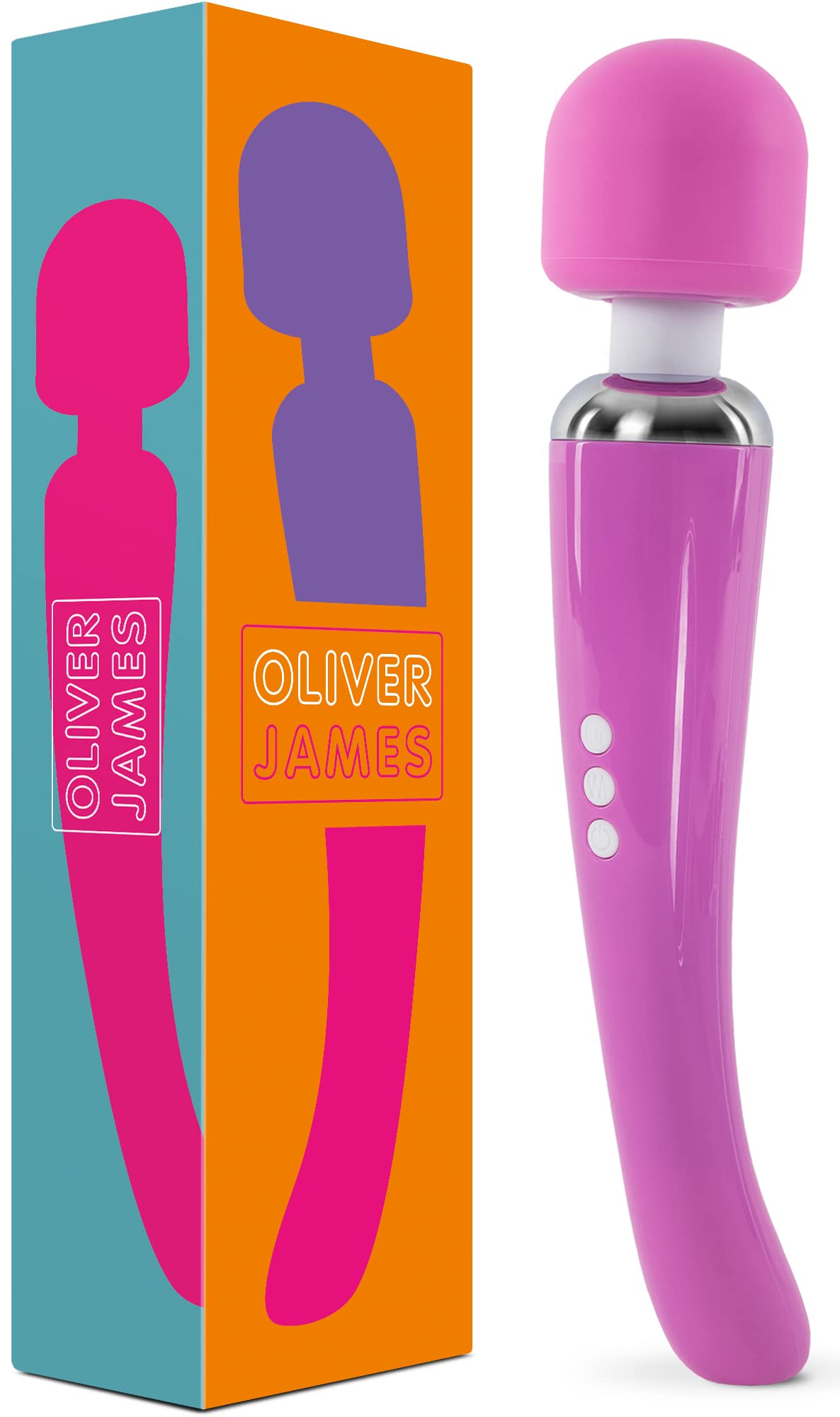 Oliver James Powerful Wand Massager - 20 Vibration Modes & 8 Speeds, Waterproof Wireless G-Spot & Clitoral Stimulator for Women - Perfect for Couples Play, Solo Pleasure & Relaxation (Large, Pink)