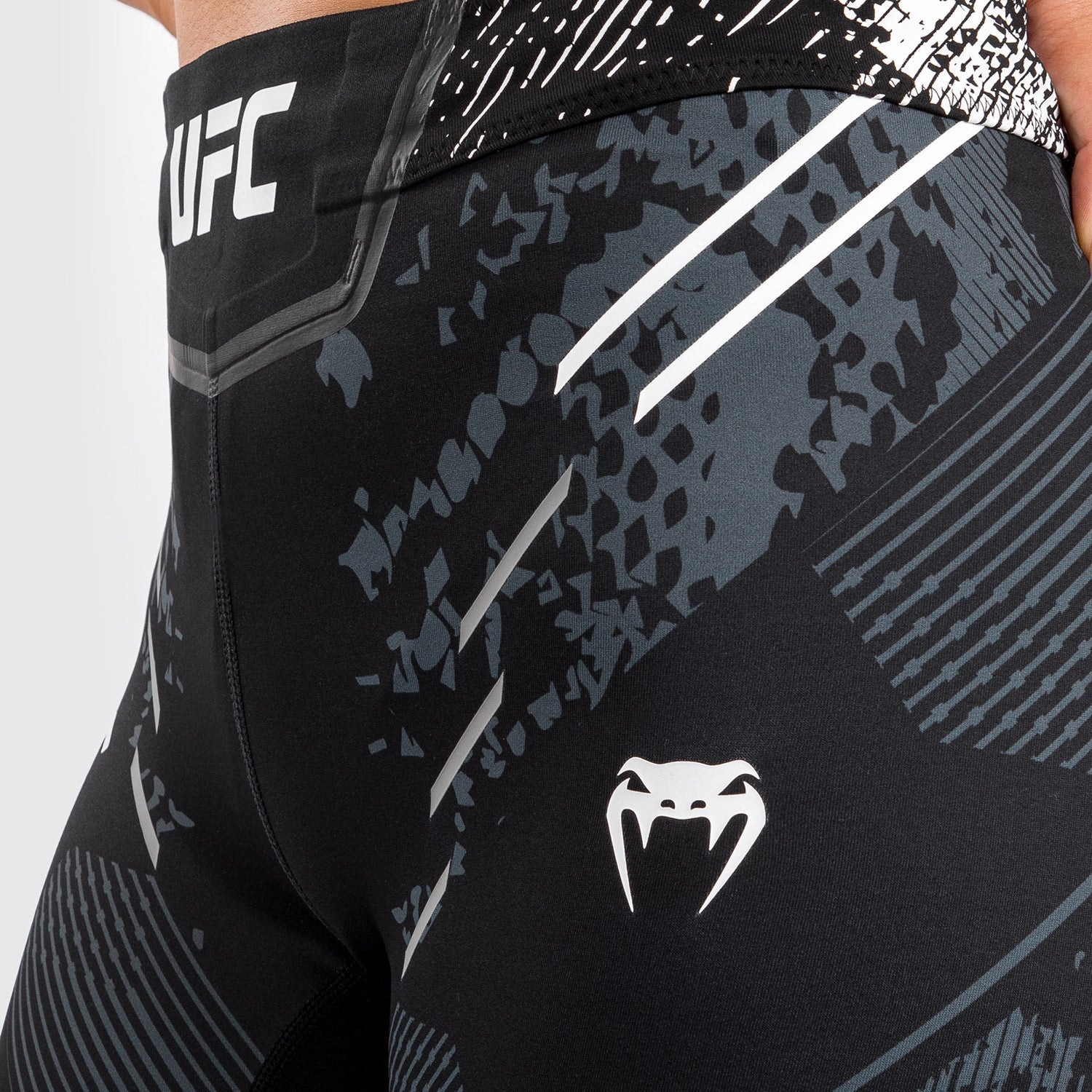 Venum UFC Adrenaline Authentic Women's Vale Tudo Fight Shorts - Long Fit MMA Training & Competition Shorts - Black (Perfect for UFC Training, MMA Sparring & BJJ Sessions)