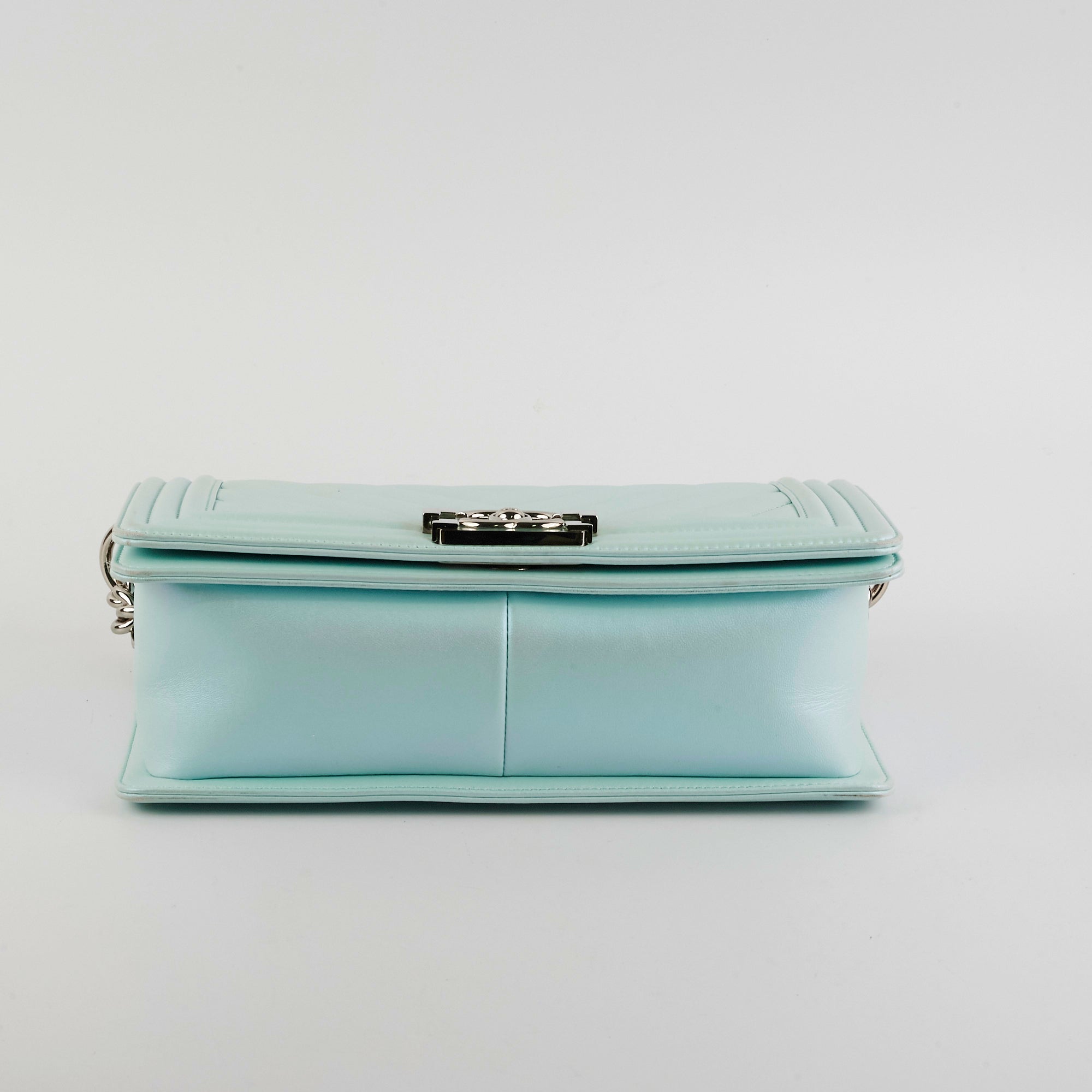 Chanel Medium Boy Bag Iridescent Celeste Blue - Luxury Designer Handbag for Women | Perfect for Evening Parties, Weddings & Special Occasions