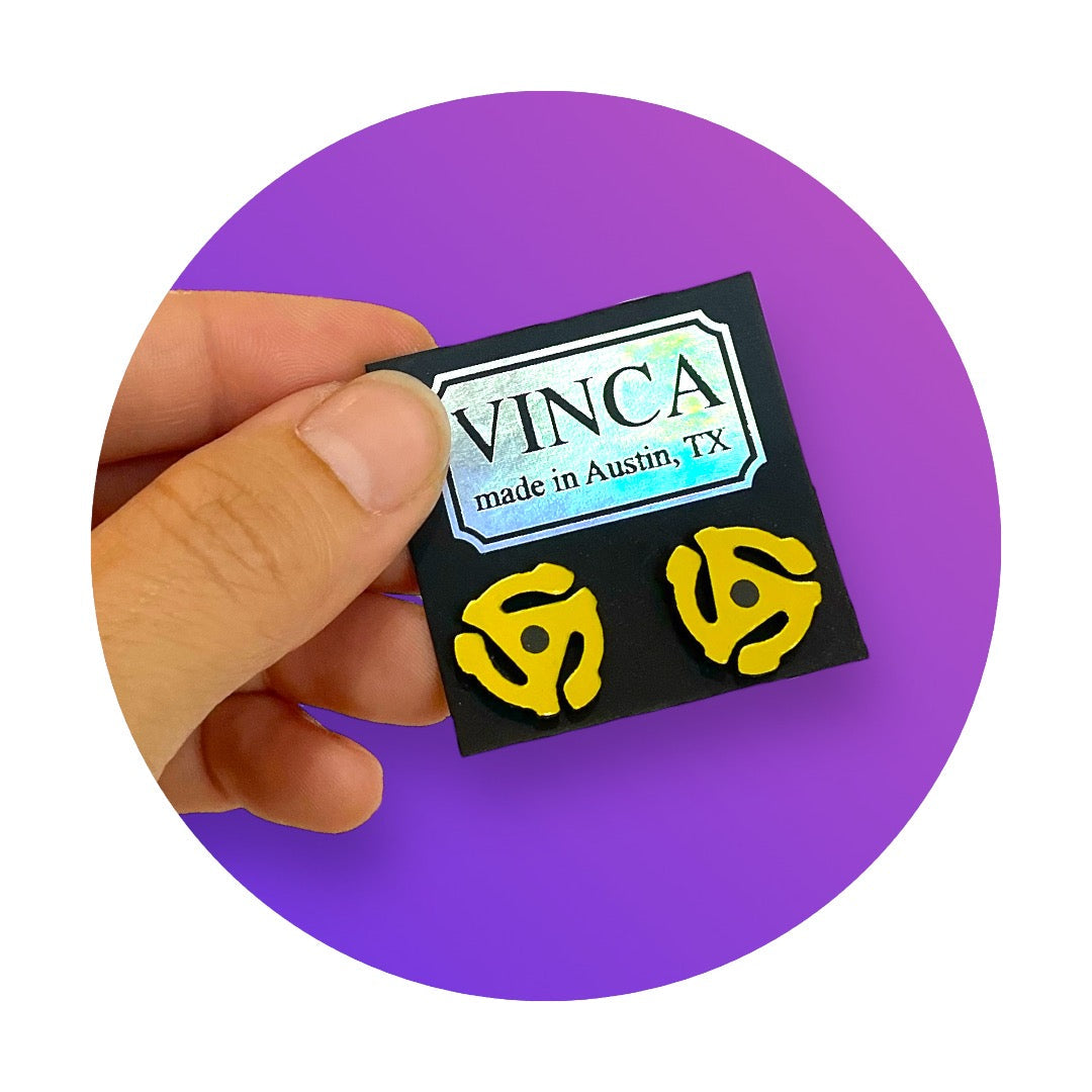 Vintage 45 RPM Record Adapter Earrings - Unique Vinyl Music Jewelry for Record Lovers & DJs - Perfect for Concerts, Music Festivals & Retro Fashion