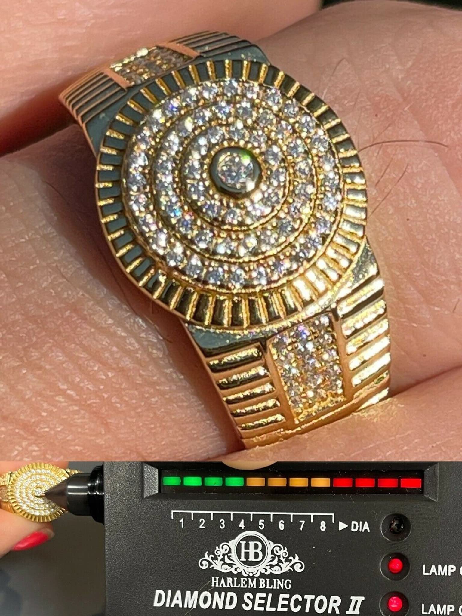 14k Gold Vermeil & 925 Sterling Silver Moissanite Hip Hop Ring - 0.5ct Round VVS D Color Iced Men's Ring - Luxury Pinky or Statement Finger Ring for Gifts, Weddings & Hip Hop Fashion