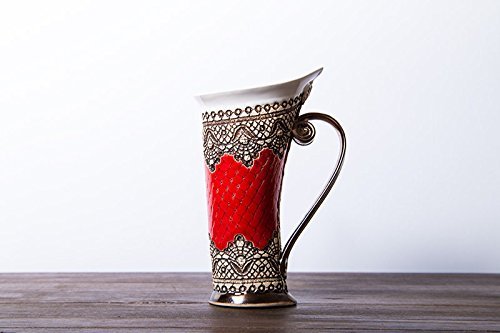 Handmade Ceramic Mug - Unique Red Coffee & Tea Cup for Home, Office, or Gifts | Durable Pottery Drinking Mug for Daily Use, Breakfast, or Relaxation