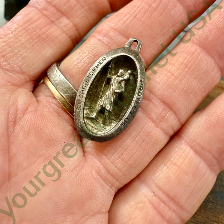 Vintage Sterling Silver St. Christopher Necklace Pendant - Religious Jewelry for Men & Women - Perfect for Travel Protection & Faith Gifts