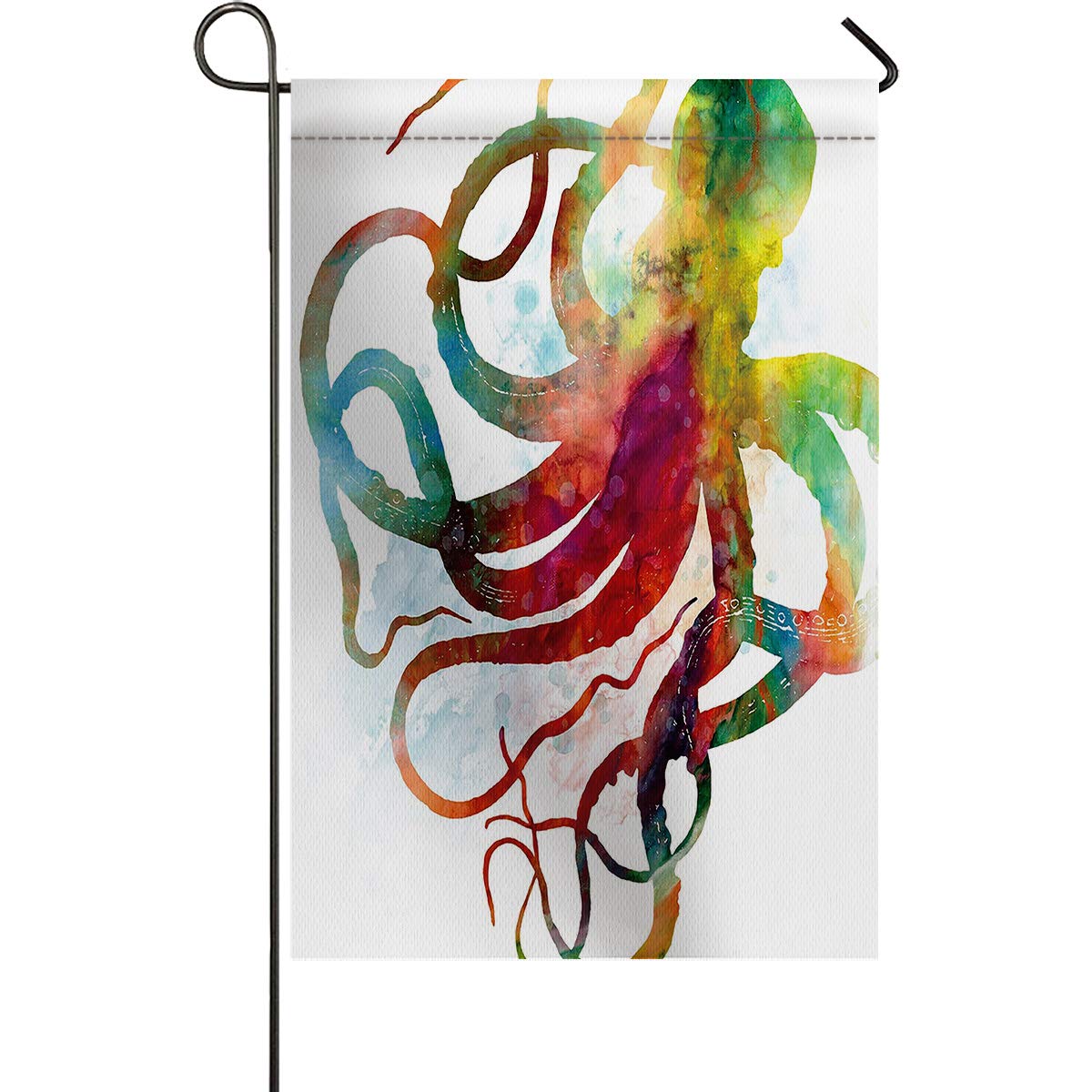 Colorful Octopus Watercolor Garden Flag - Double Sided Vertical Yard Banner, Durable Polyester Outdoor Decor for Backyard, Lawn, Patio, Party & Holiday | 12x18 Inch | Waterproof & Fade Resistant | Perfect for Summer BBQs, Beach Themes & Coastal Home Decor