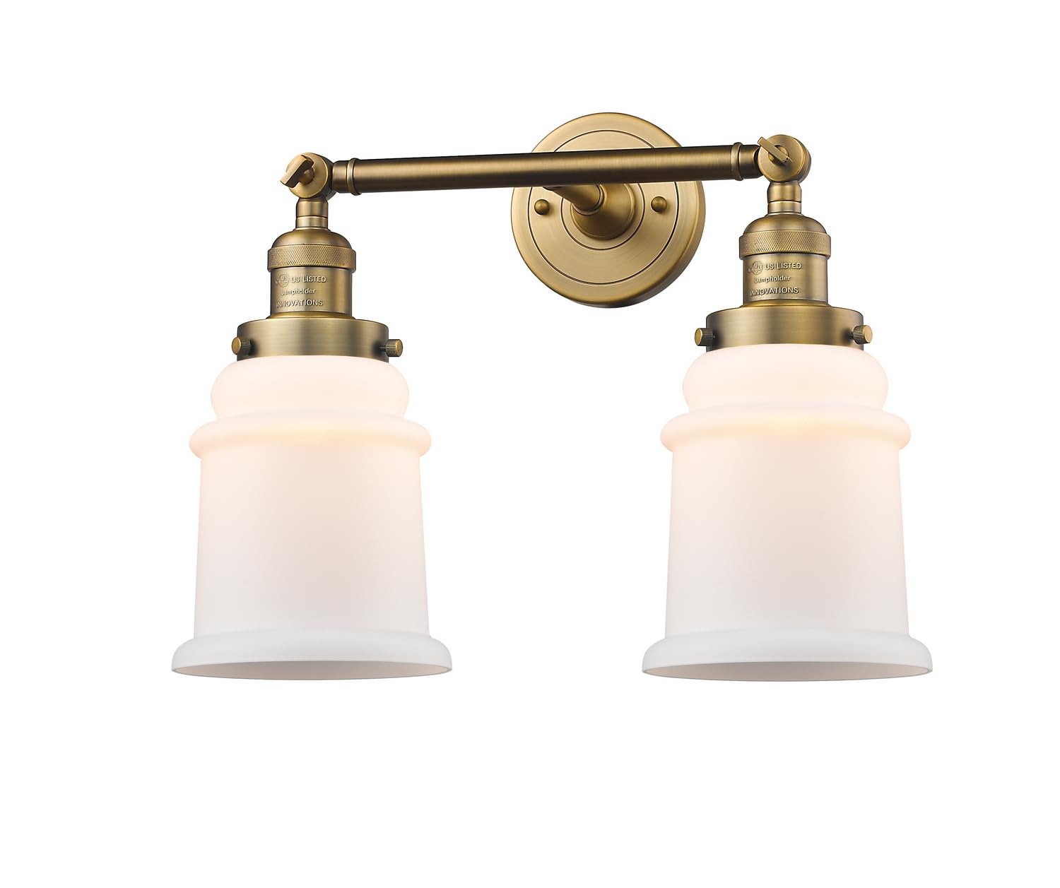 Innovations 208L-BB-G181-LED 2 Light Vertical Bathroom Vanity Light Fixture in Brushed Brass - Perfect for Modern Bathroom, Powder Room, and Dressing Area Lighting