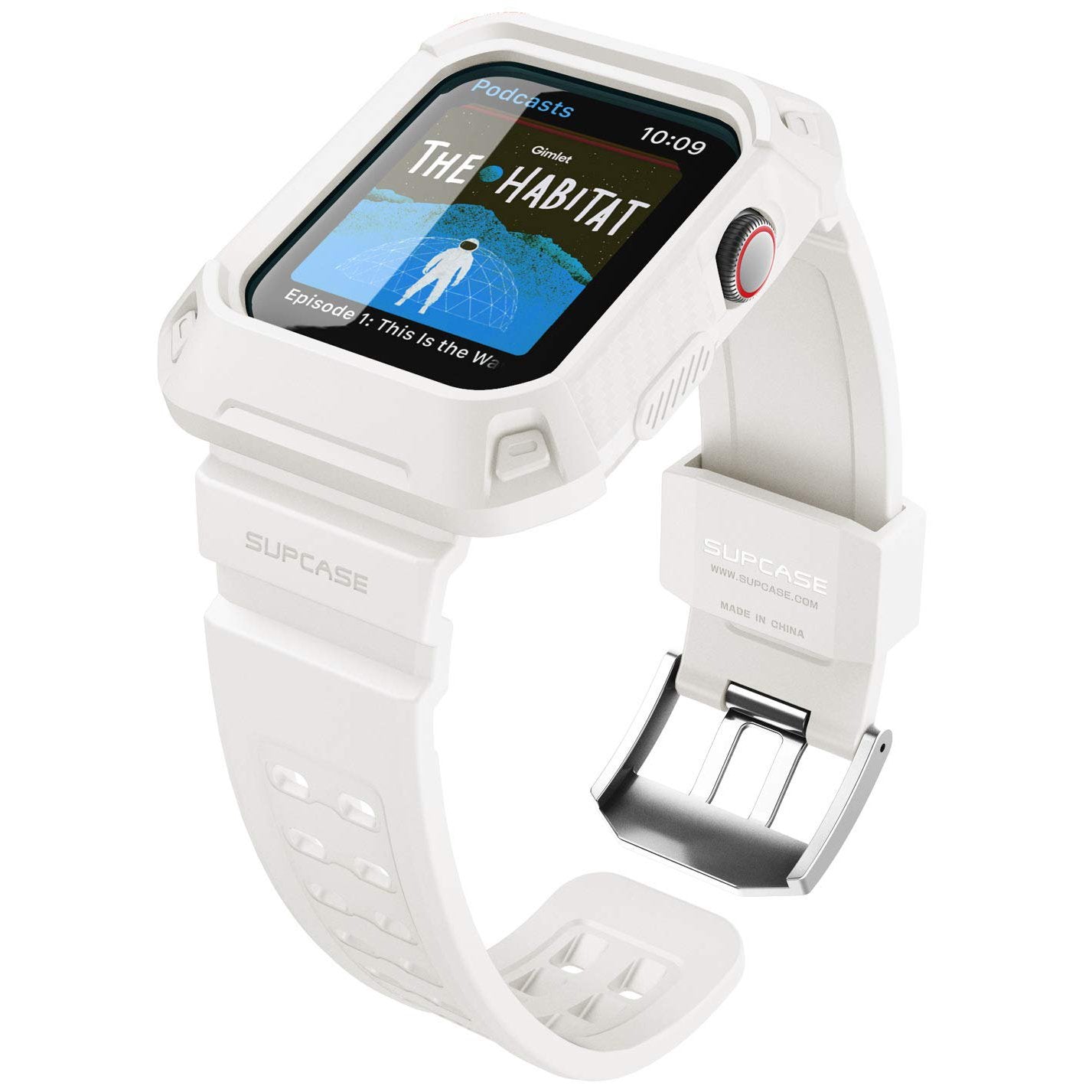 Apple Watch UB Pro Wristband Case for 44mm/45mm Series - Durable Protective Cover with Comfortable White Band - Perfect for Workouts, Running & Everyday Use