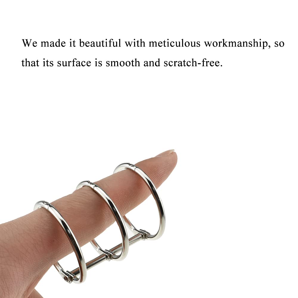 HAHIYO 4-Pack Stainless Steel Binder Rings - 30mm (1.2 Inch) Inner Diameter, 3-Ring Loose Leaf Snap Split Hinged Metal Book Rings for DIY Notebooks, Photo Albums, Travel Journals & Document Binding - Perfect for Scrapbooking, Office Organization & Craft Projects