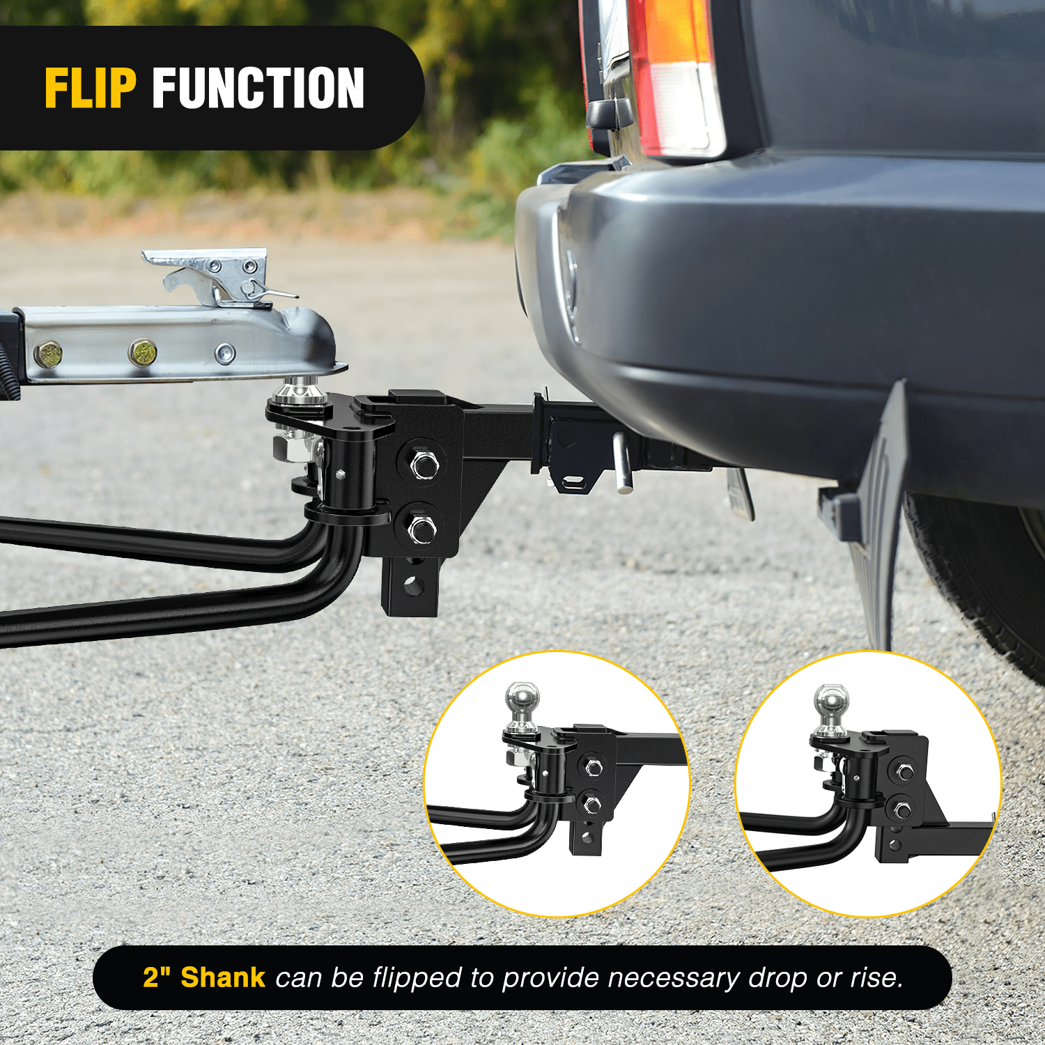 800 lbs Round Bar Weight Distribution Hitch Kit with Sway Control - Heavy Duty Towing Solution for Trucks, SUVs & Trailers - Perfect for Camping, Boating & RV Travel