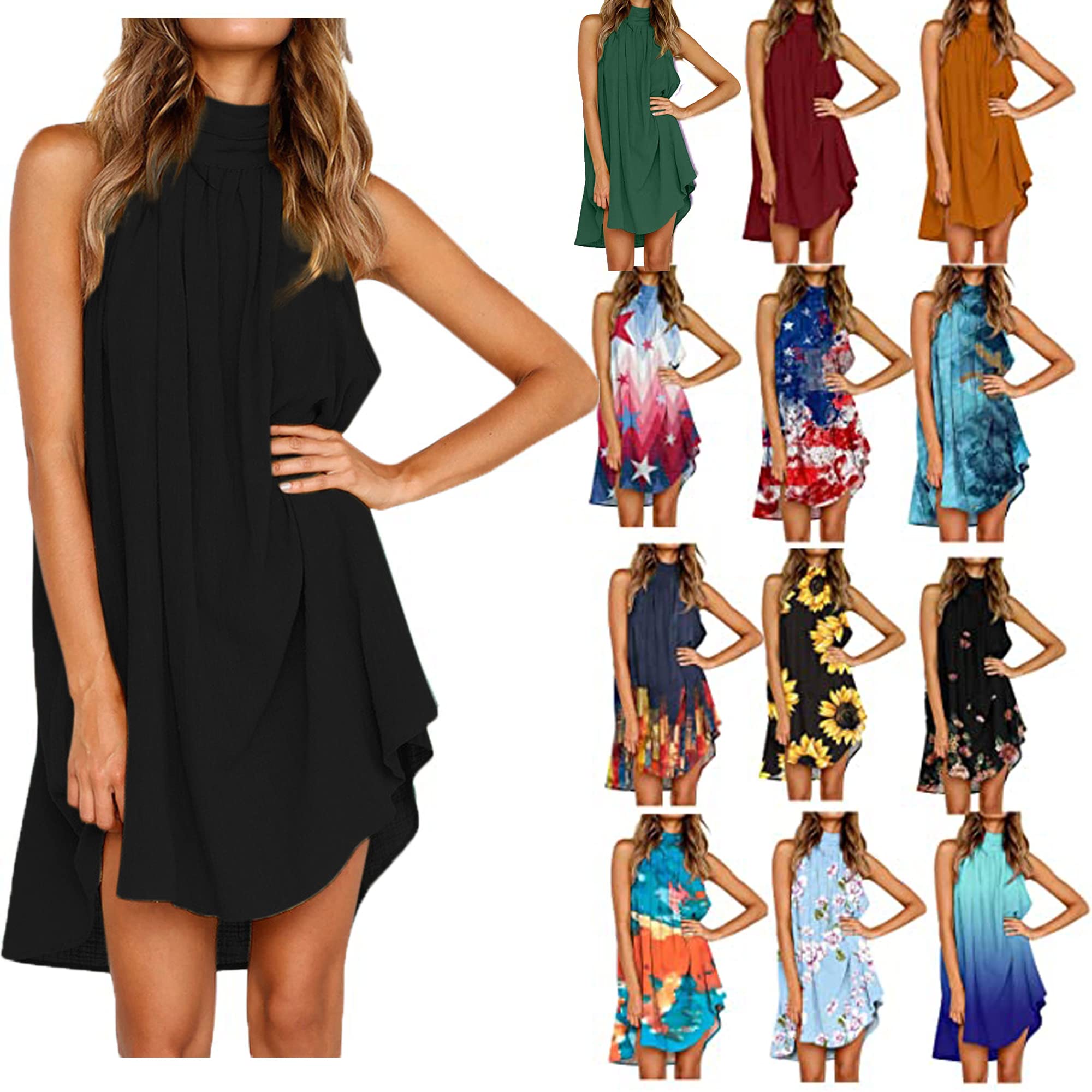 Women's Summer Halter Dresses 2023 - Sexy Off Shoulder Casual Sundresses | Flowy Spring Dress for Beach, Vacation & Date Night