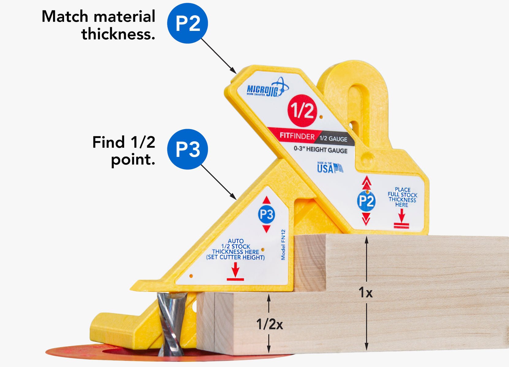 MicroJig FN12 FitFinder Automatic Thickness Gauge - Precision Woodworking Tool for Measuring Board Thickness in Carpentry & DIY Projects