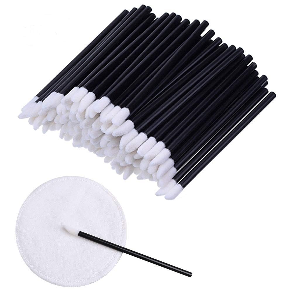VOIISH 50-Pack Disposable Lip Brushes for Lipstick & Lip Gloss | Eyeshadow Applicator Wands | Travel-Friendly Makeup Brush Set | Perfect for Professional Salons, Home Use & On-the-Go Touch Ups