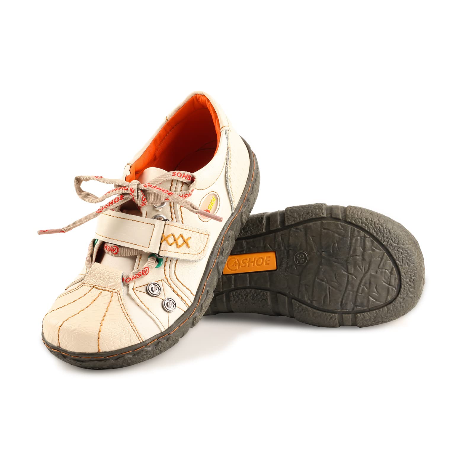 Washed PU Leather Flat Shoes for Women with Hook and Loop Strap - Comfortable & Stylish for Casual Wear, Work, and Everyday Use