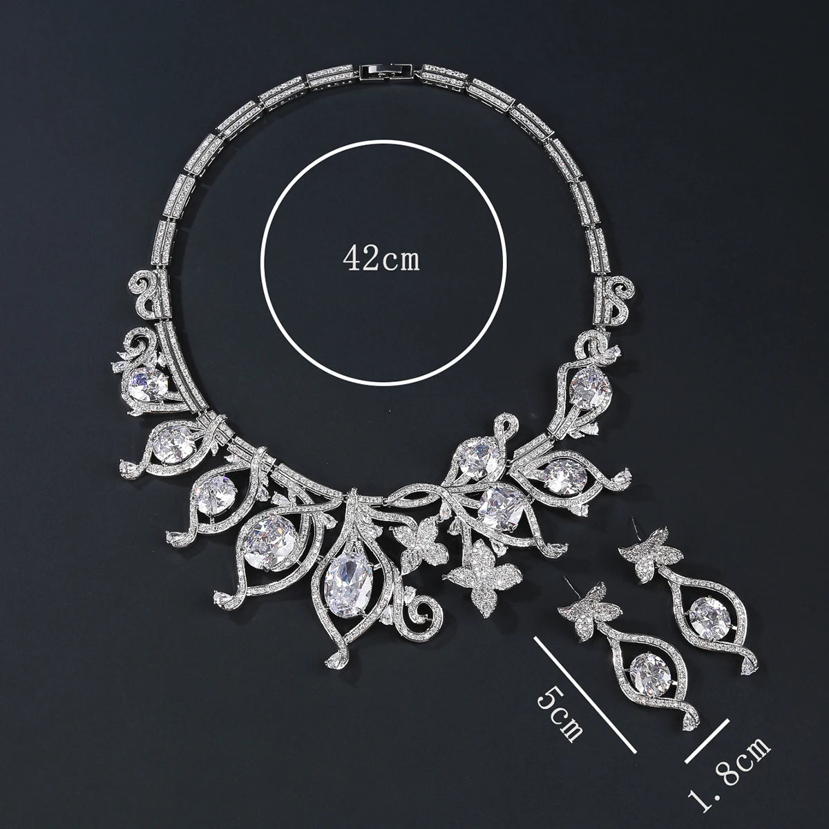 Luxury Cubic Zirconia Bridal Wedding Jewelry Set - Elegant Leaf Design Necklace & Earrings for Women | Perfect for Weddings, Parties & Special Occasions