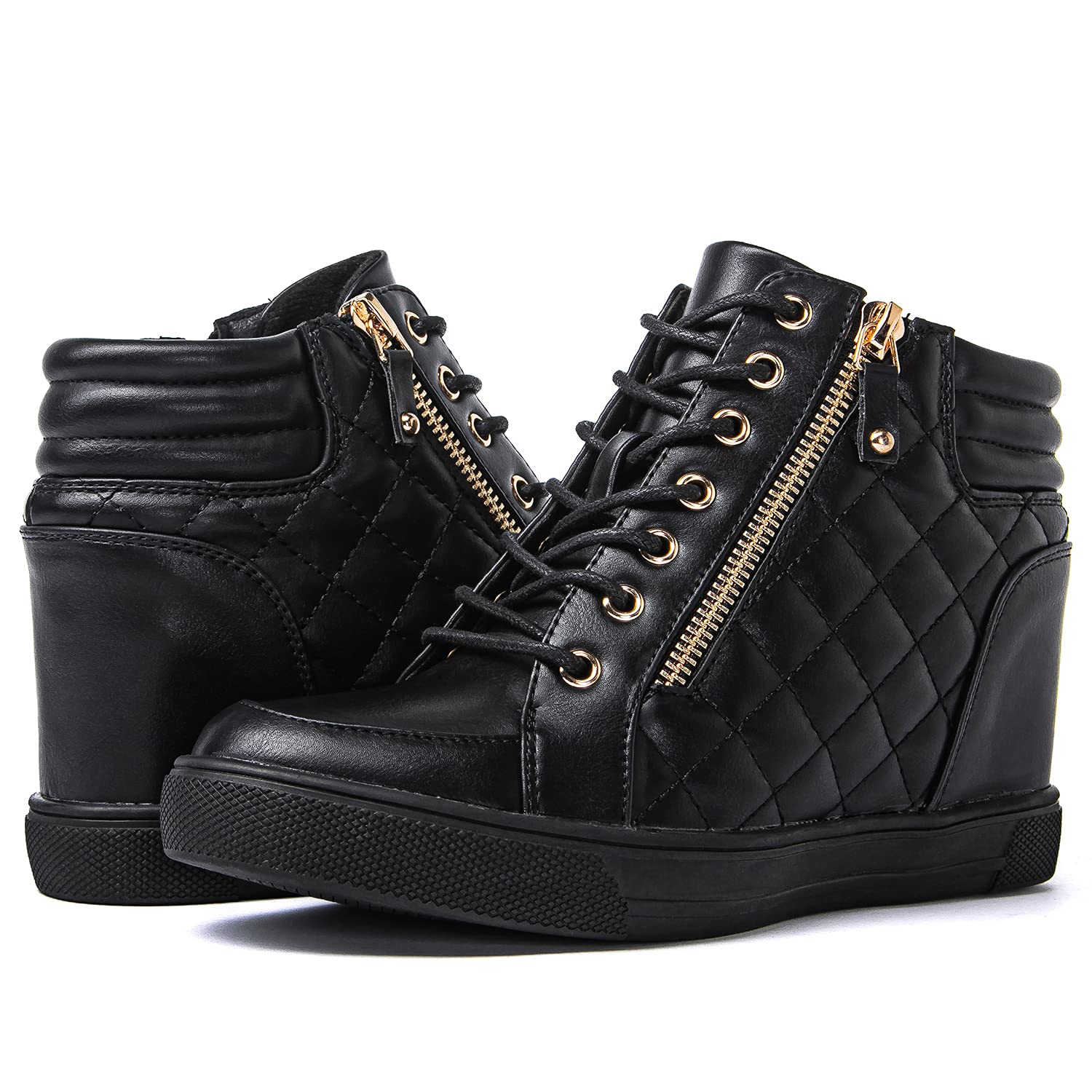 GLOBALWIN Women's Fashion Ankle Boots Wedge Sneakers - Comfortable Casual Shoes for Walking, Work & Everyday Wear
