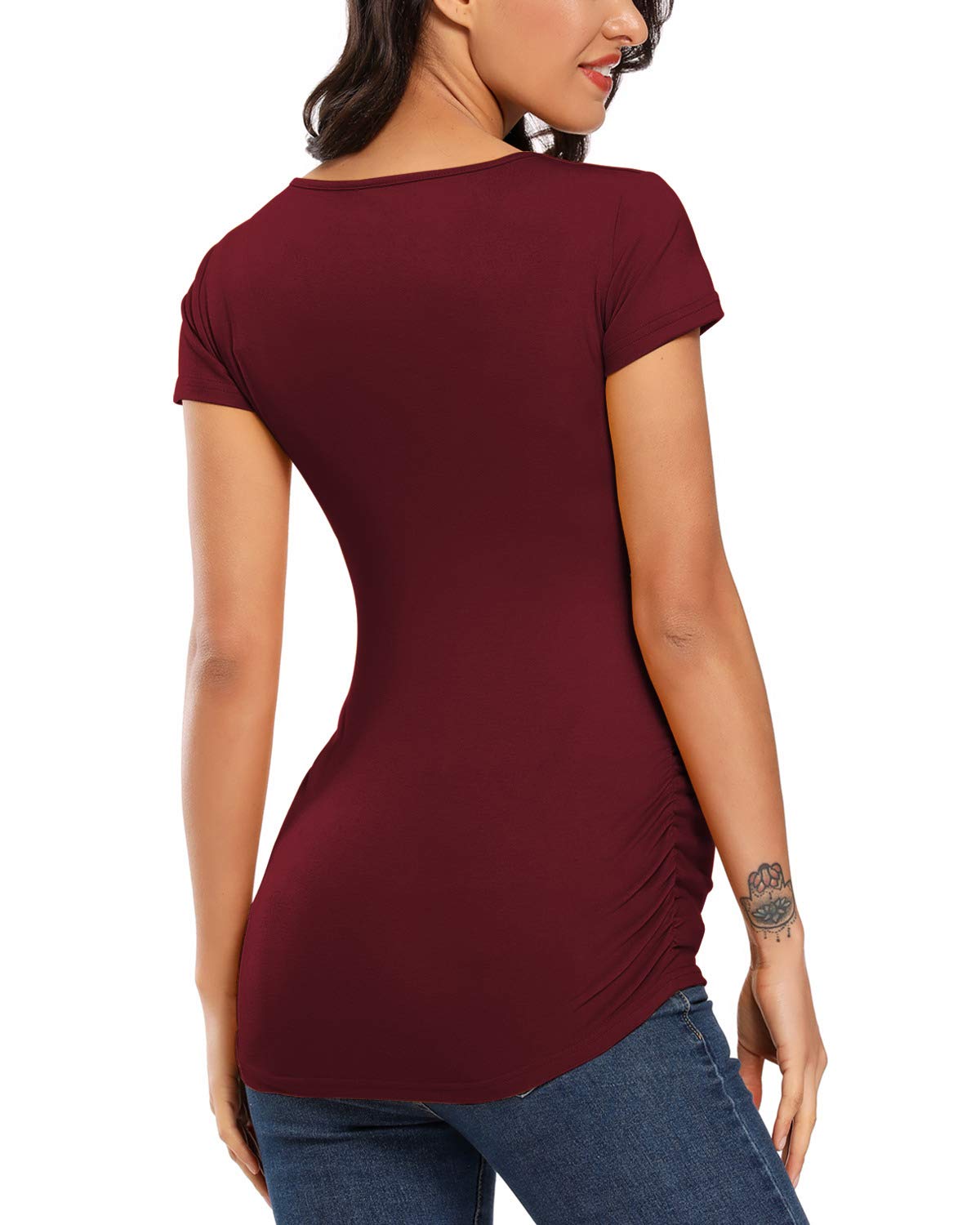 Glampunch Women's Maternity Shirts - Short & Long Sleeve Tie Front Wrap Tops for Pregnancy | Comfortable Nursing & Everyday Wear for Expecting Moms