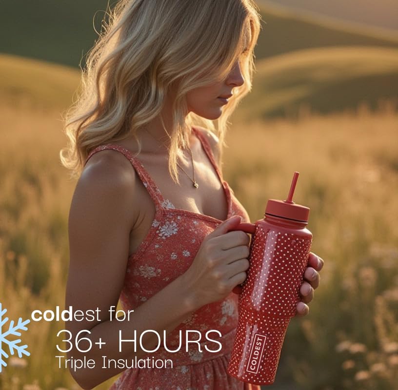 Coldest 40 oz Tumbler with Handle & Straw - 100% Leak Proof Insulated Stainless Steel Cup - 3 Lids Included - Cup Holder Friendly Base - Perfect for Workouts, Office, Travel & Outdoor Adventures (Stealth Black)