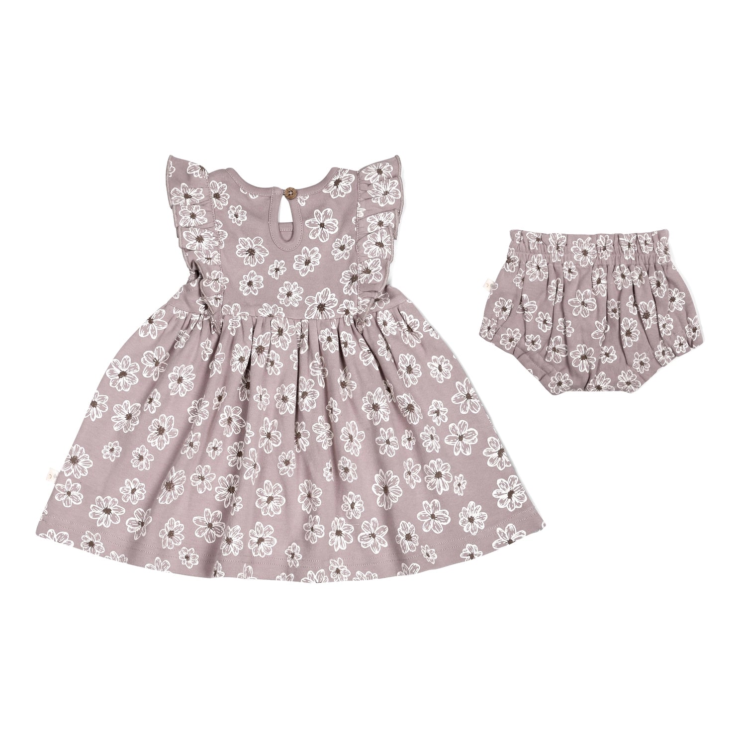 Organic Flutter Dress with Daisies Print - Women's Boho Summer Dress for Beach, Vacation & Casual Wear