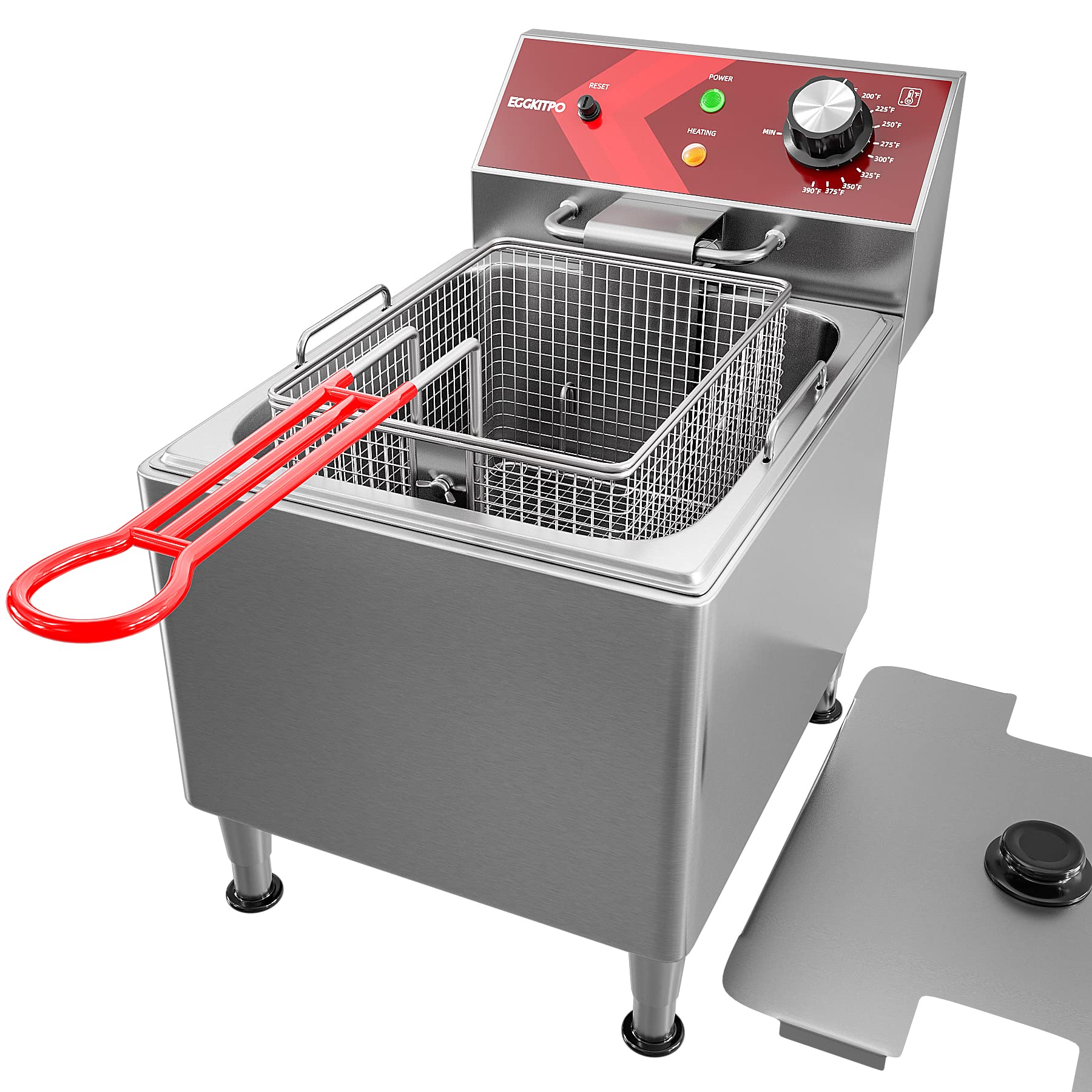 12L Commercial Electric Deep Fryer with Basket - Stainless Steel Countertop Fryer for Restaurants & Home Use - Extra Large Frying Basket & Lid - 120V 1800W - Perfect for Frying Chicken, Fish, Fries & Donuts