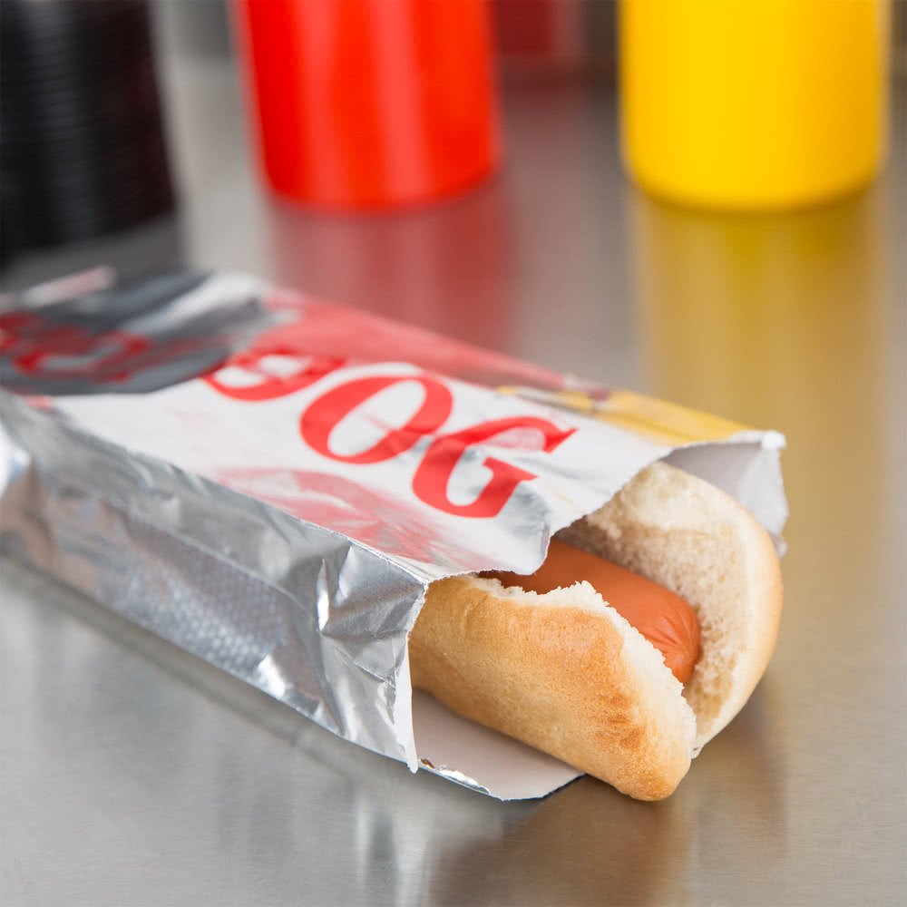 100 Pack Foil Hot Dog Bags - Premium Food-Grade Wrapping for Hot Dogs, Sandwiches & Snacks - Perfect for BBQs, Parties & Food Trucks