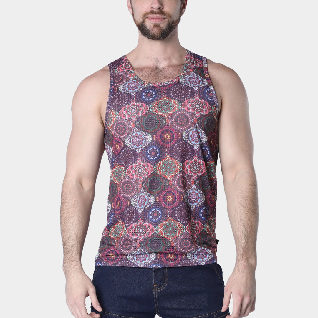 Timoteo Balboa Mesh Tank Top - Burgundy Paisley Print - Breathable Summer Fashion for Women - Perfect for Beach, Yoga & Casual Outings