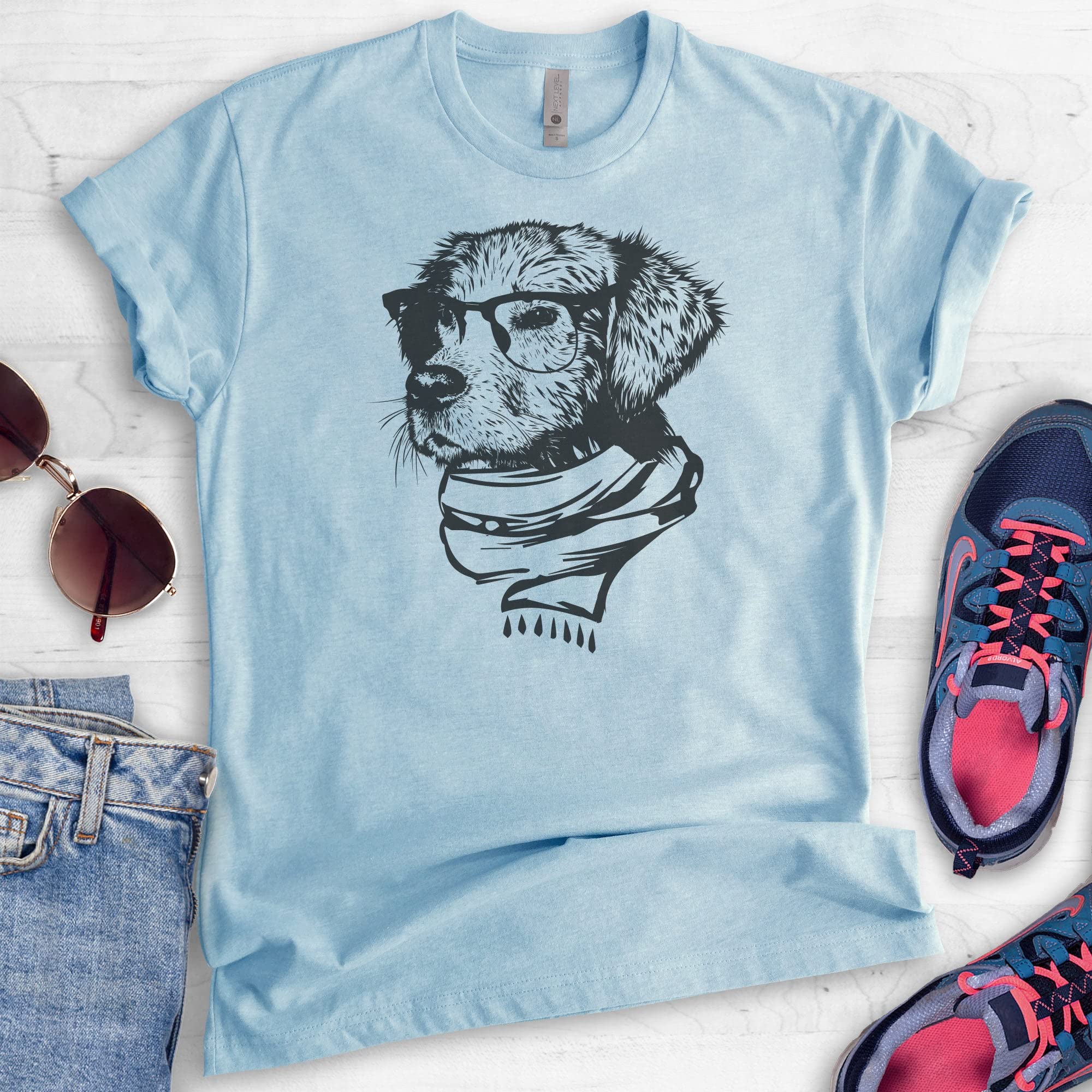 Stylish Hipster Dog Graphic T-Shirt for Men & Women - Funny Dog Lover Tee with Glasses Design - Perfect for Pet Owners, Dog Walks, and Nerdy Outfits