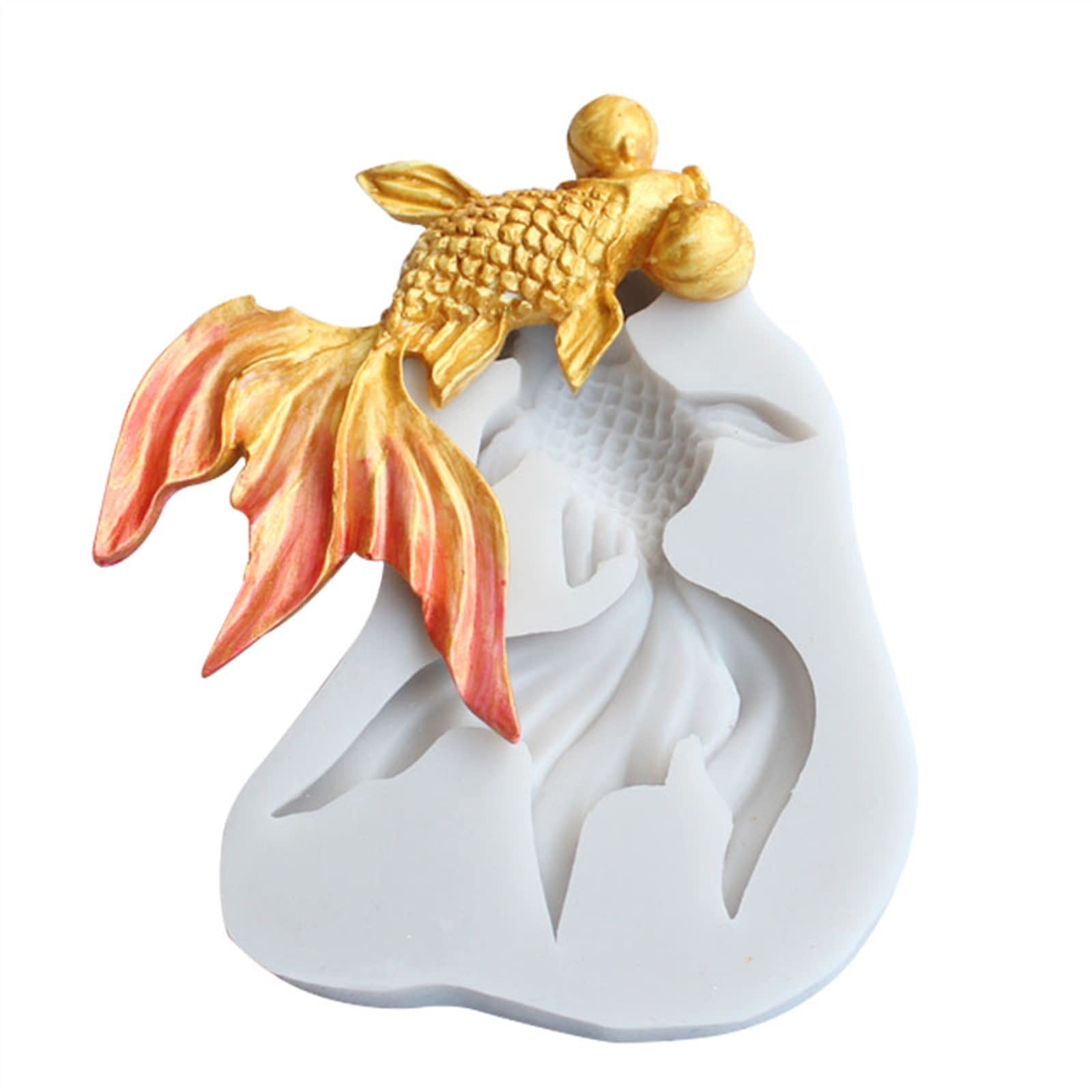 AGOUNOD DIY Resin Molds - Goldfish Shape Silicone Mold for Epoxy Resin, Cake Decorating, Soft Clay, Plaster & Chocolate - Koi Fish Silicone Mold (2-Pack) - Perfect for Handmade Jewelry, Home Decor & Craft Projects