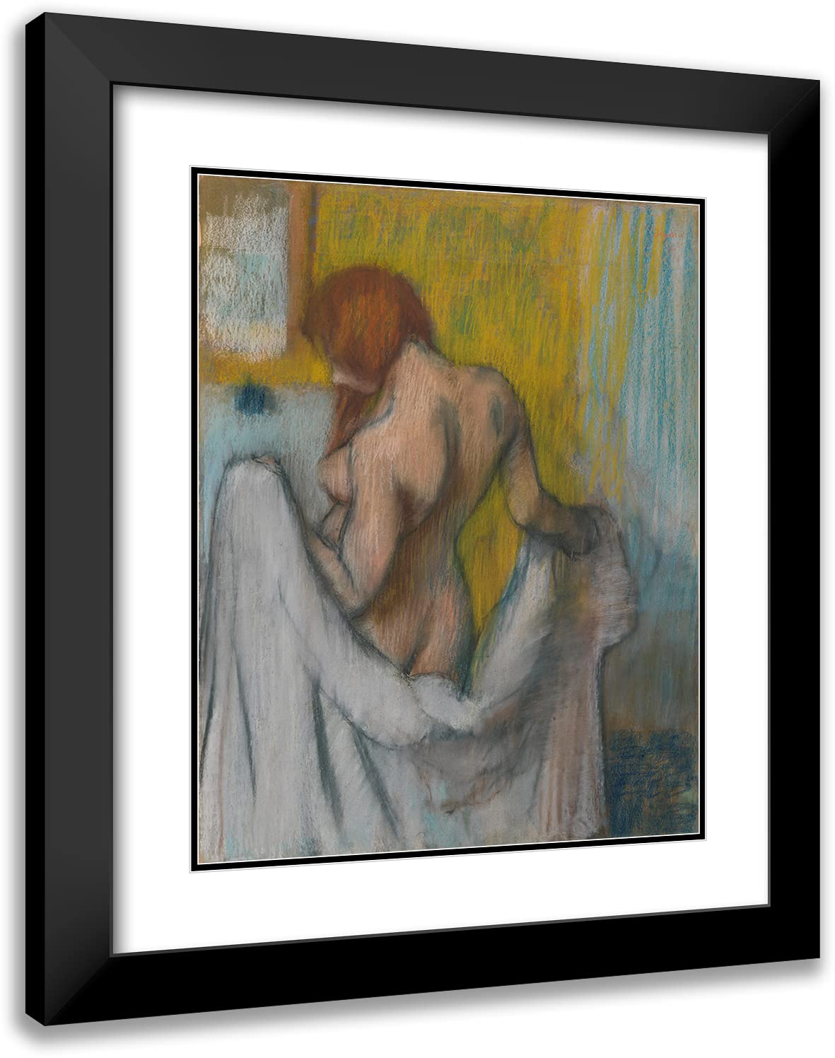 Edgar Degas Woman with a Towel (1894) - 20x24 Inch Black Modern Framed Museum Art Print with Double Mat | Wall Decor for Living Room, Bedroom & Office