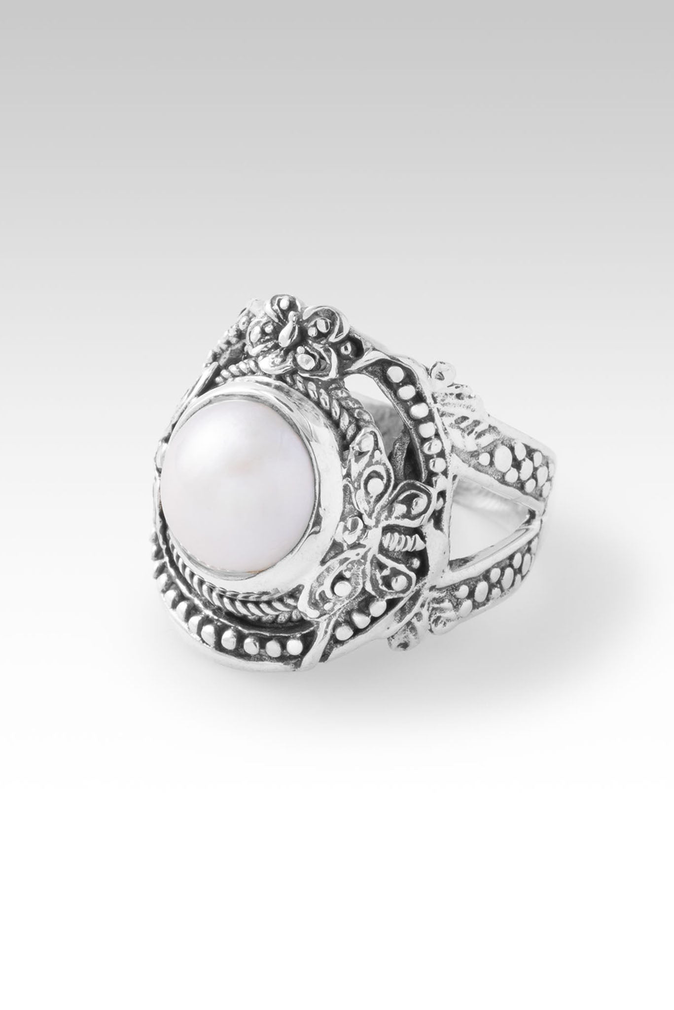 White Mabe Pearl Find Peace Ring™ - Elegant & Minimalist Jewelry for Meditation, Yoga, and Spiritual Healing
