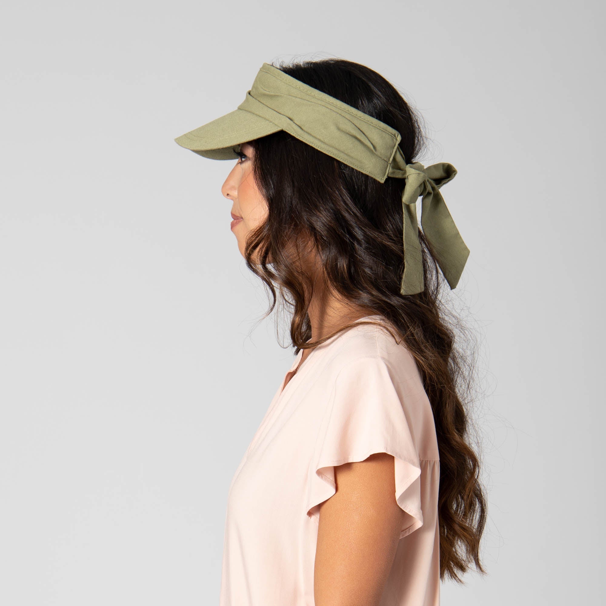 San Gorgonio Cut and Sew Visor with Ribbon Tie - Adjustable Sun Hat for Women - Perfect for Beach, Running, Hiking & Outdoor Activities