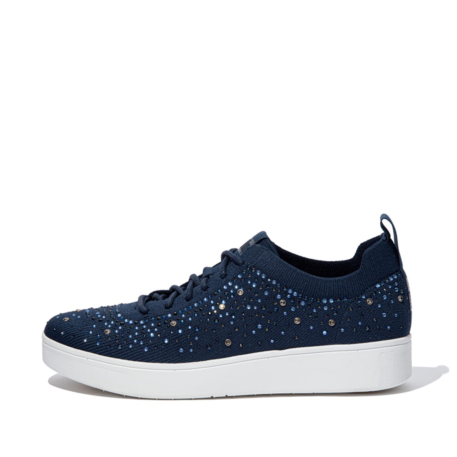 FitFlop Women's Rally Ombre Crystal Knit Sneakers - Comfortable Walking Shoes for Women, Fashionable Slip-On Sneakers with Crystal Accents for Casual Wear, Work & Travel