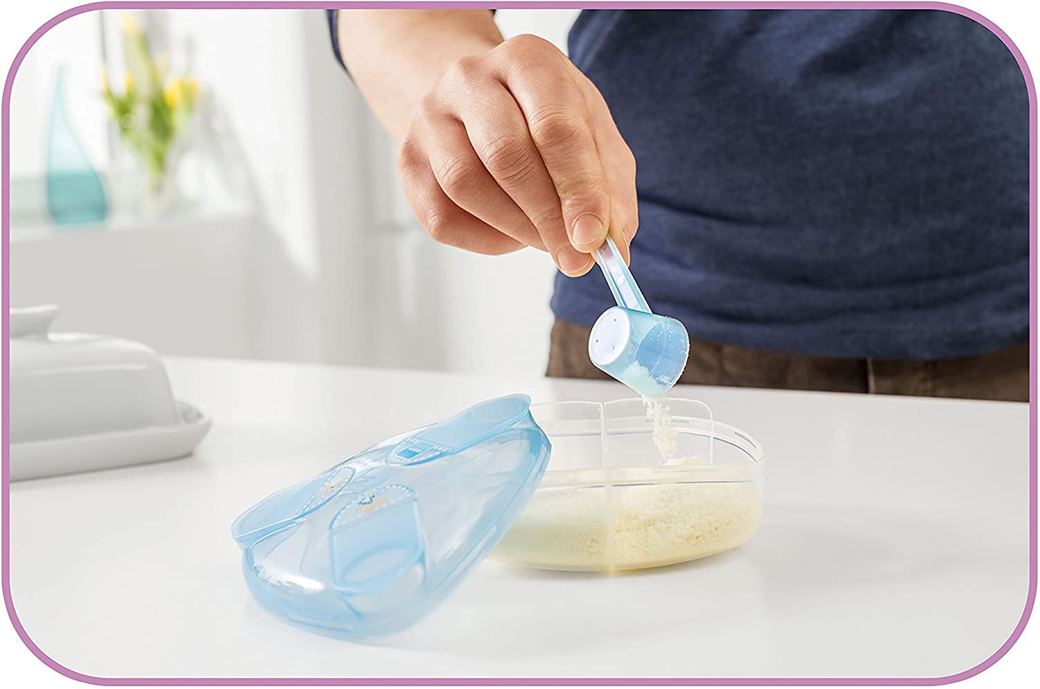 MAM Baby Formula Dispenser - Portable Milk Powder Container Holds 40g per Serving (3 Servings Total) - Pink Powder Storage Box for Travel, Daycare & On-the-Go Feeding (Designs May Vary)